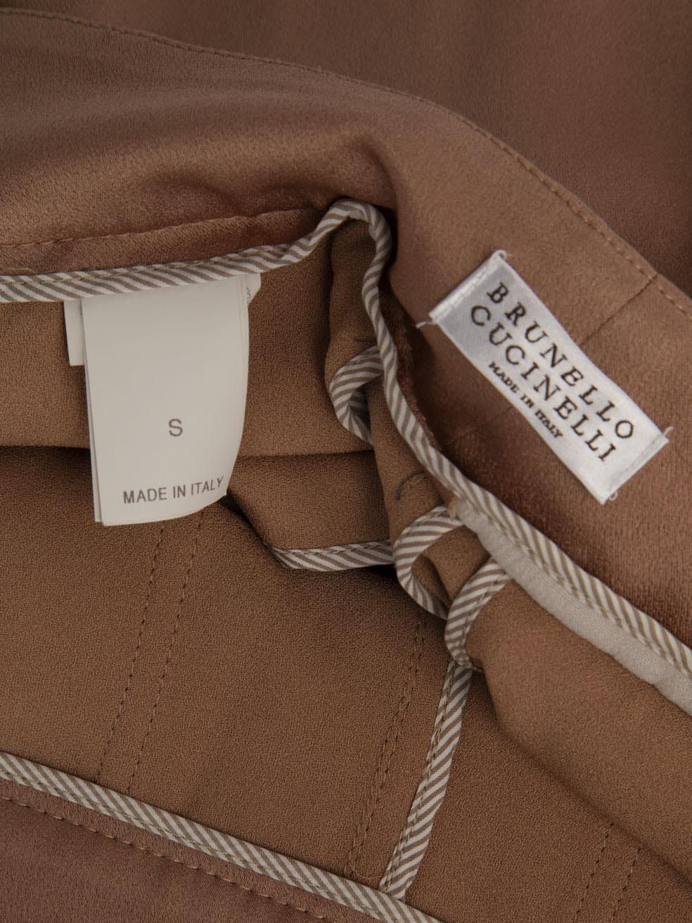 Brunello Cucinelli Brown Button Detail Dungarees Size 27" / US 4 / IT 40 - 4 Thumbnail