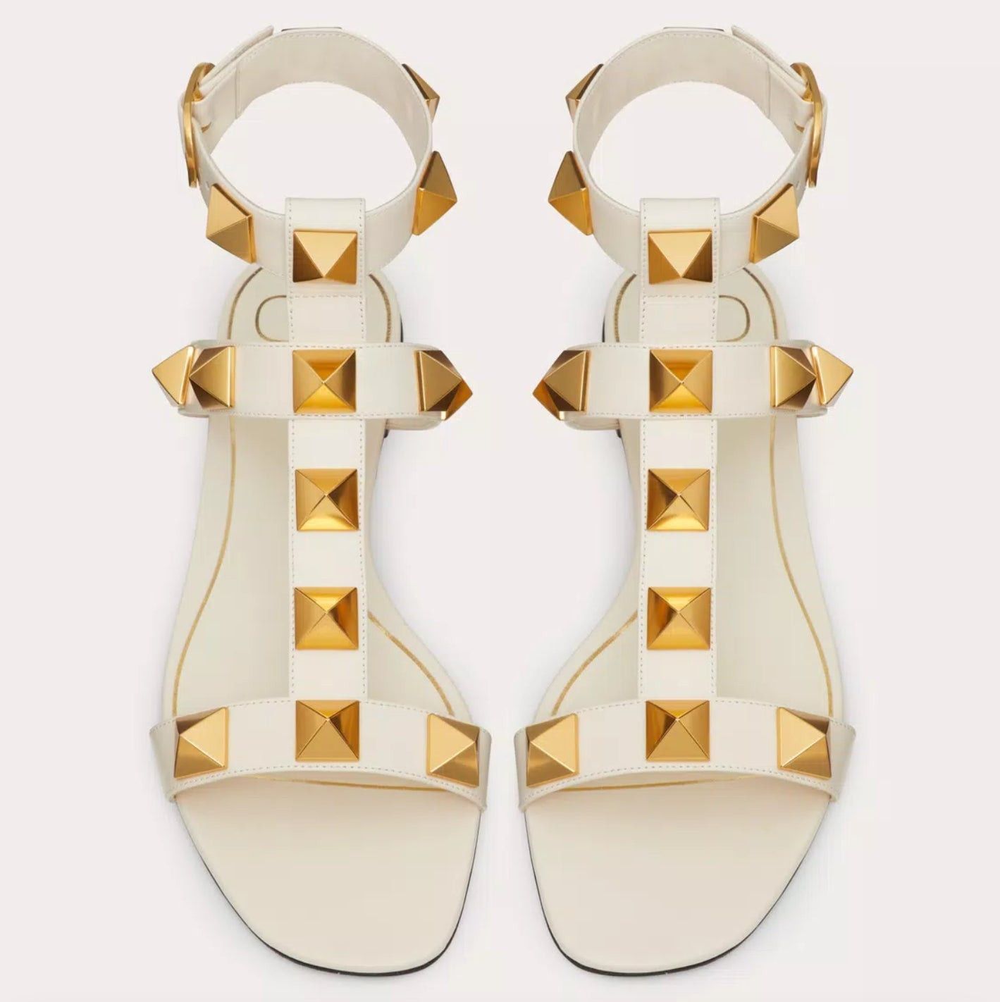 Valentino Valentino Roman Stud Flat Calfskin Sandals SIZE 36 Size ONE SIZE - 3 Thumbnail