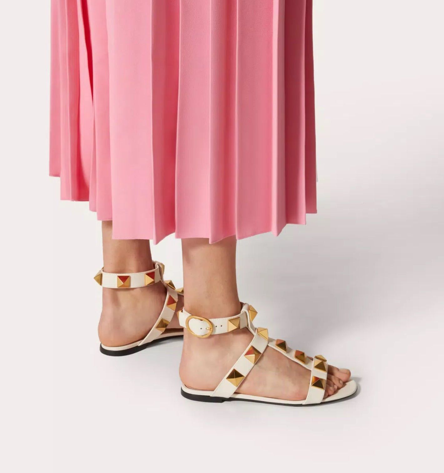 Valentino Valentino Roman Stud Flat Calfskin Sandals SIZE 36 Size ONE SIZE - 4 Thumbnail