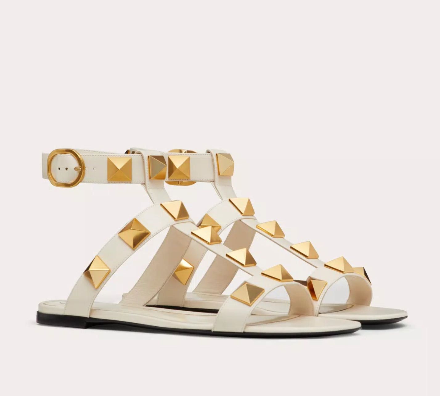 Valentino Valentino Roman Stud Flat Calfskin Sandals SIZE 41.5 Size ONE SIZE - 2 Thumbnail