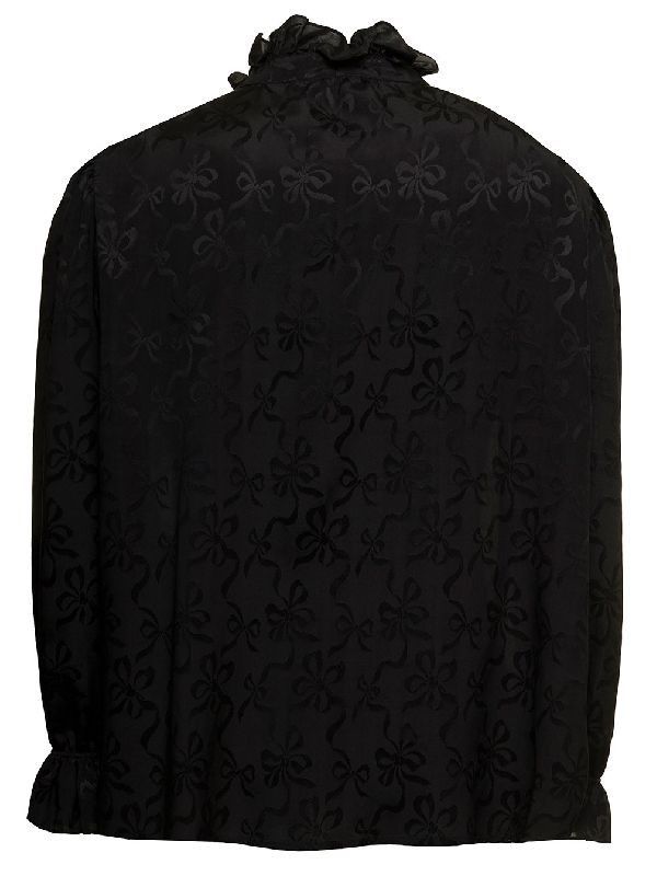 Saint Laurent Paris frilled blouse in matte and shiny silk Size US XS / EU 42 / 0 - 2 Thumbnail