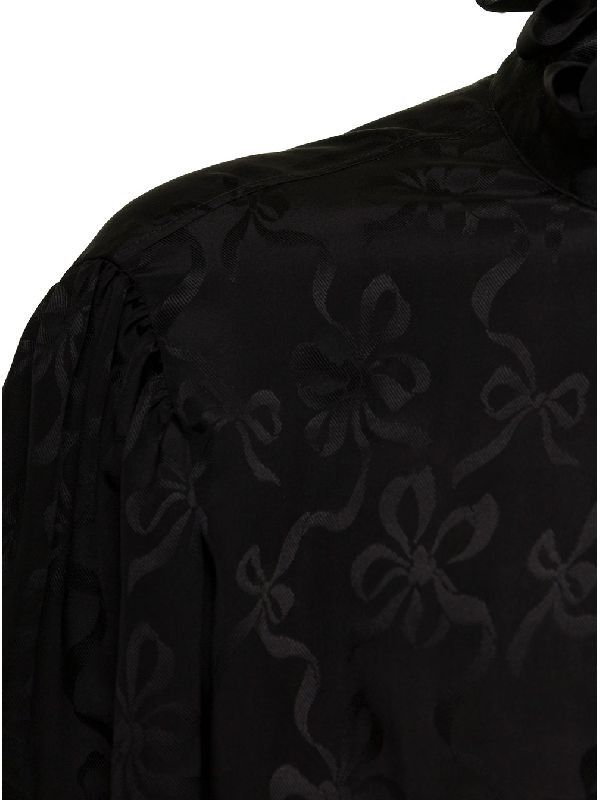 Saint Laurent Paris frilled blouse in matte and shiny silk Size US XS / EU 42 / 0 - 3 Thumbnail