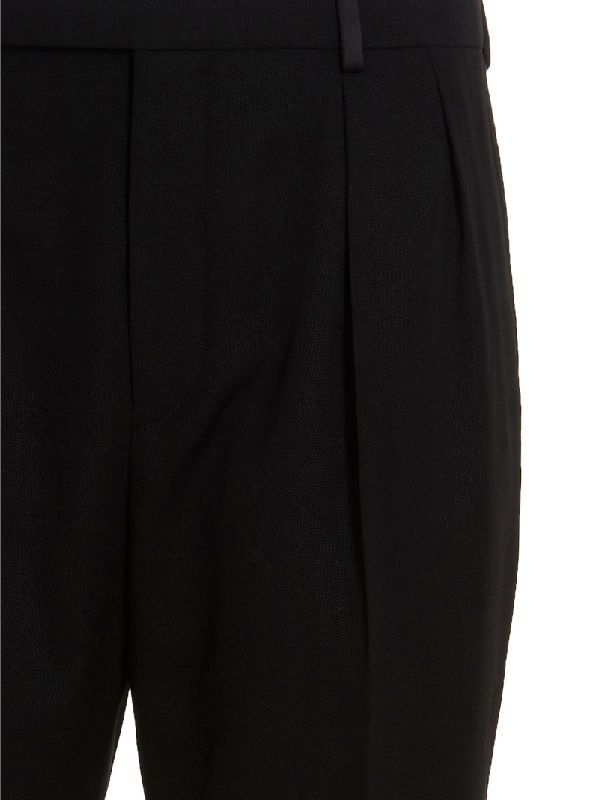 Saint Laurent Paris carrot-fit tuxedo pants in grain de poudre Size US 38 / EU 54 - 4 Thumbnail