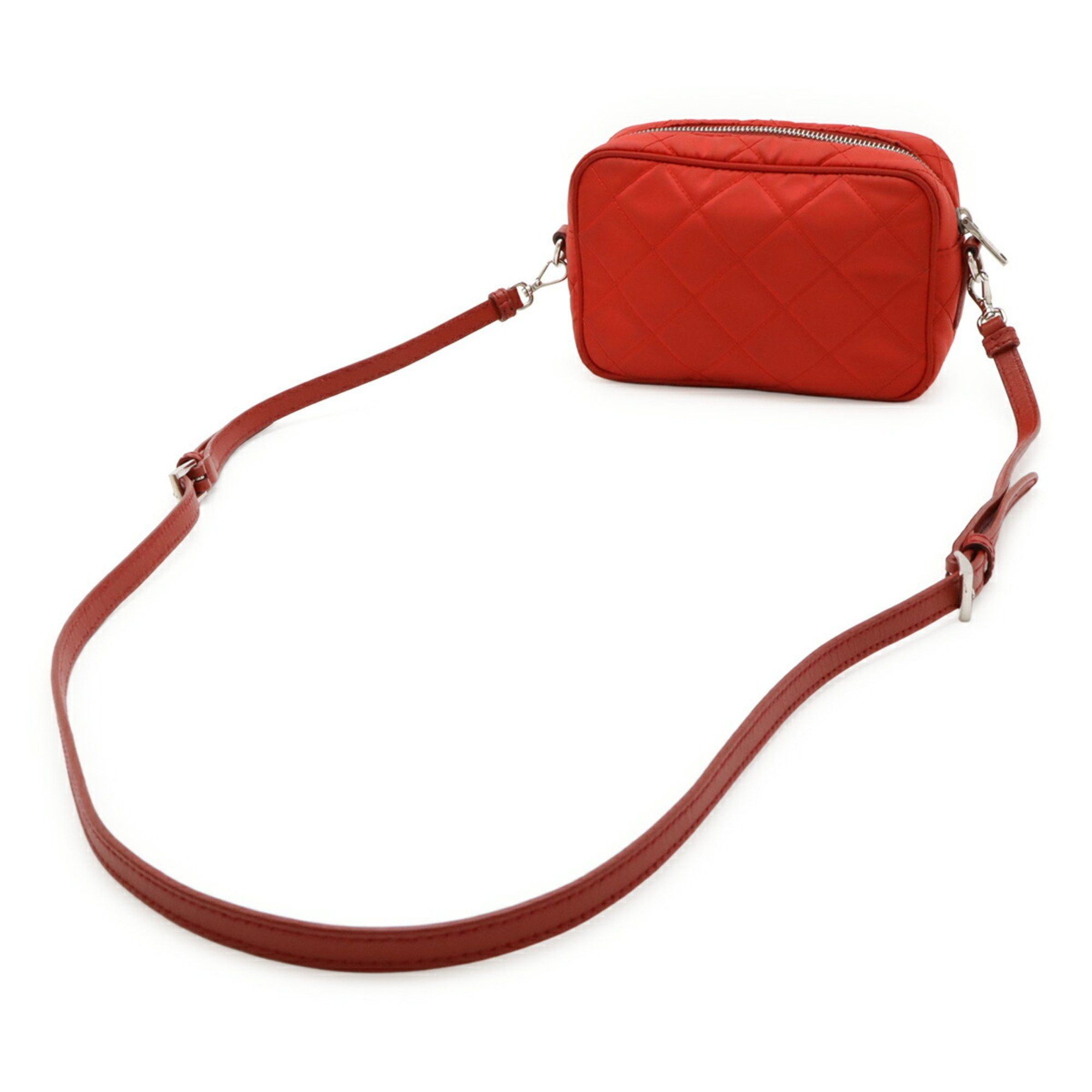 Prada PRADA Triangle Shoulder Bag, Pochette, Clutch Quilted Nylon and Leather, Red, BT1028 Size ONE SIZE - 3 Thumbnail