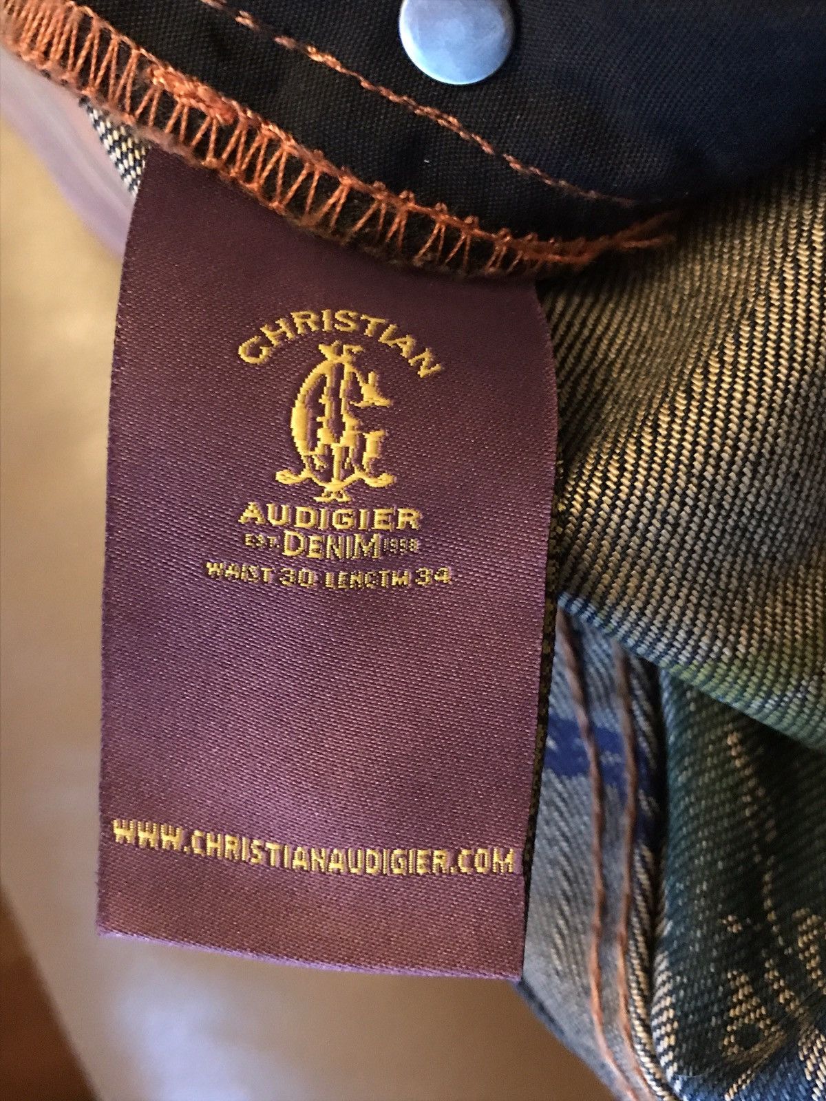 Christian Audigier *NEW* Christian Audigier Jeans w/ Rhinestone & Leather Size US 30 / EU 46 - 8 Thumbnail