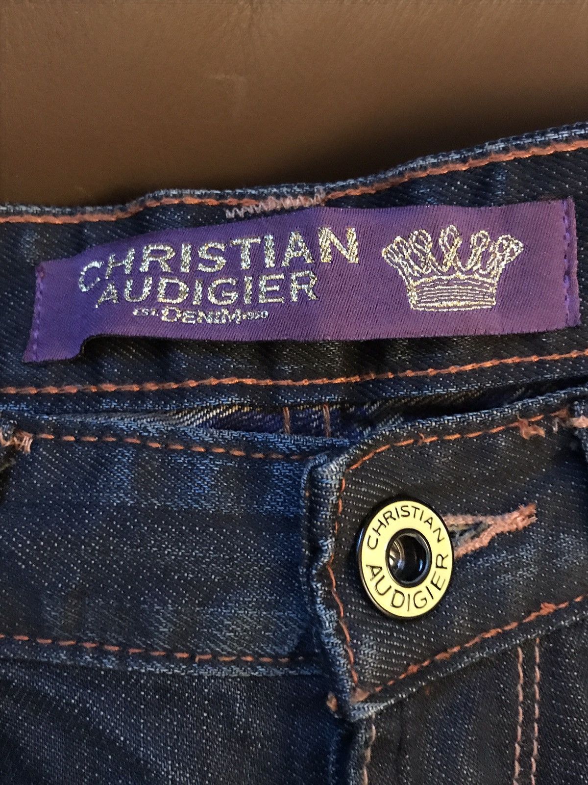 Christian Audigier *NEW* Christian Audigier Jeans w/ Rhinestone & Leather Size US 30 / EU 46 - 7 Thumbnail