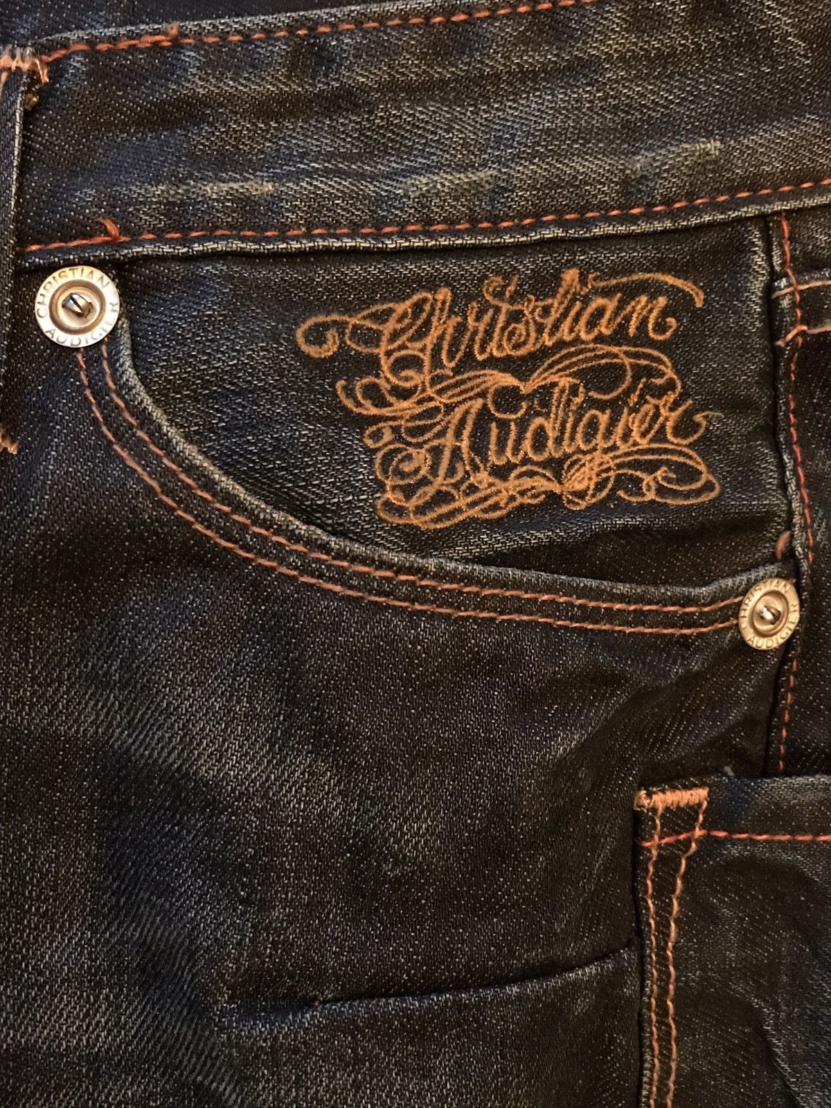Christian Audigier *NEW* Christian Audigier Jeans w/ Rhinestone & Leather Size US 30 / EU 46 - 6 Thumbnail