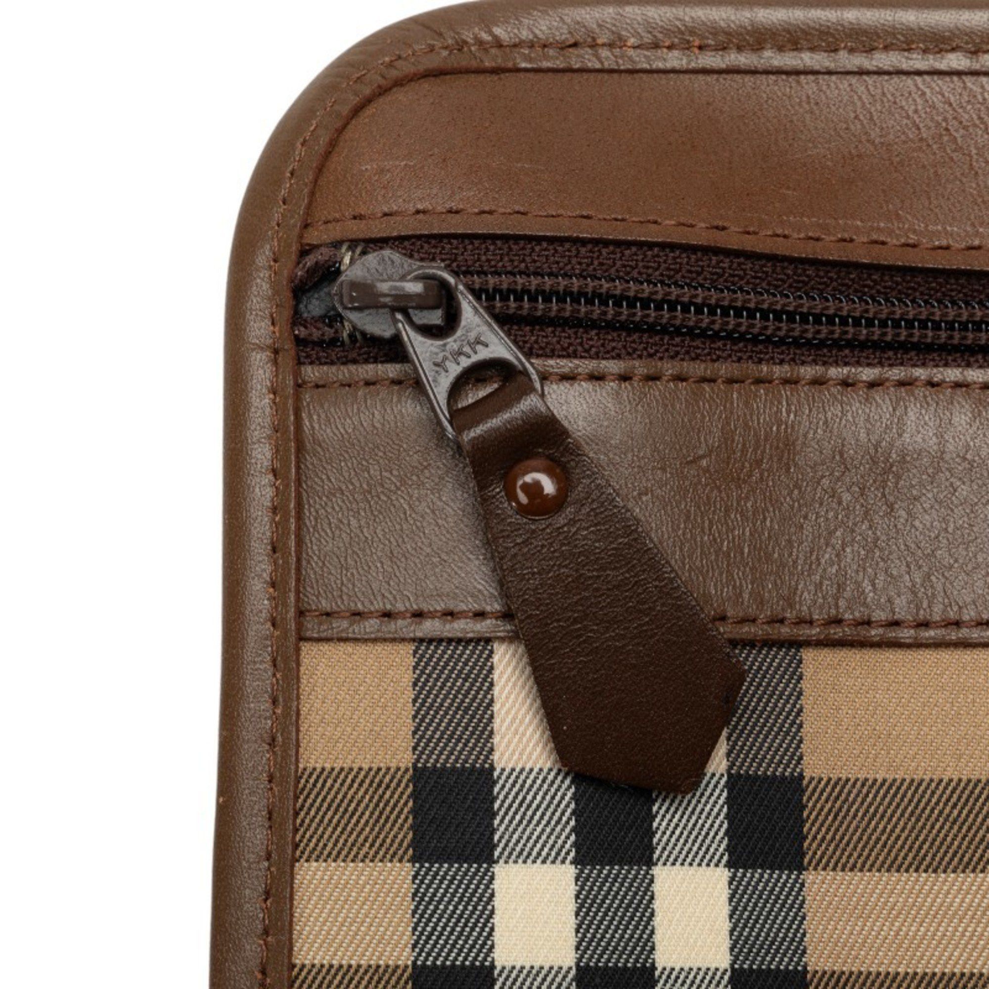 Burberry Burberry Nova Check Shadow Horse Clutch Bag in Beige and Brown Canvas Leather. Women's. Size ONE SIZE - 6 Thumbnail