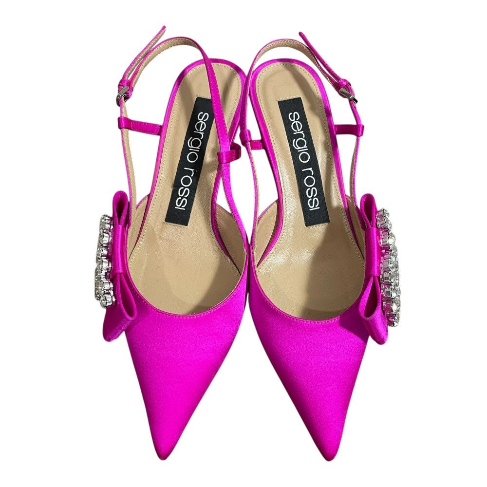 Other Other Sergio Rossi Pointed Toe Logo Bijou Low Heel Slingback Pumps Leather Shoes DUTY FREE for USA Size ONE SIZE - 3 Thumbnail