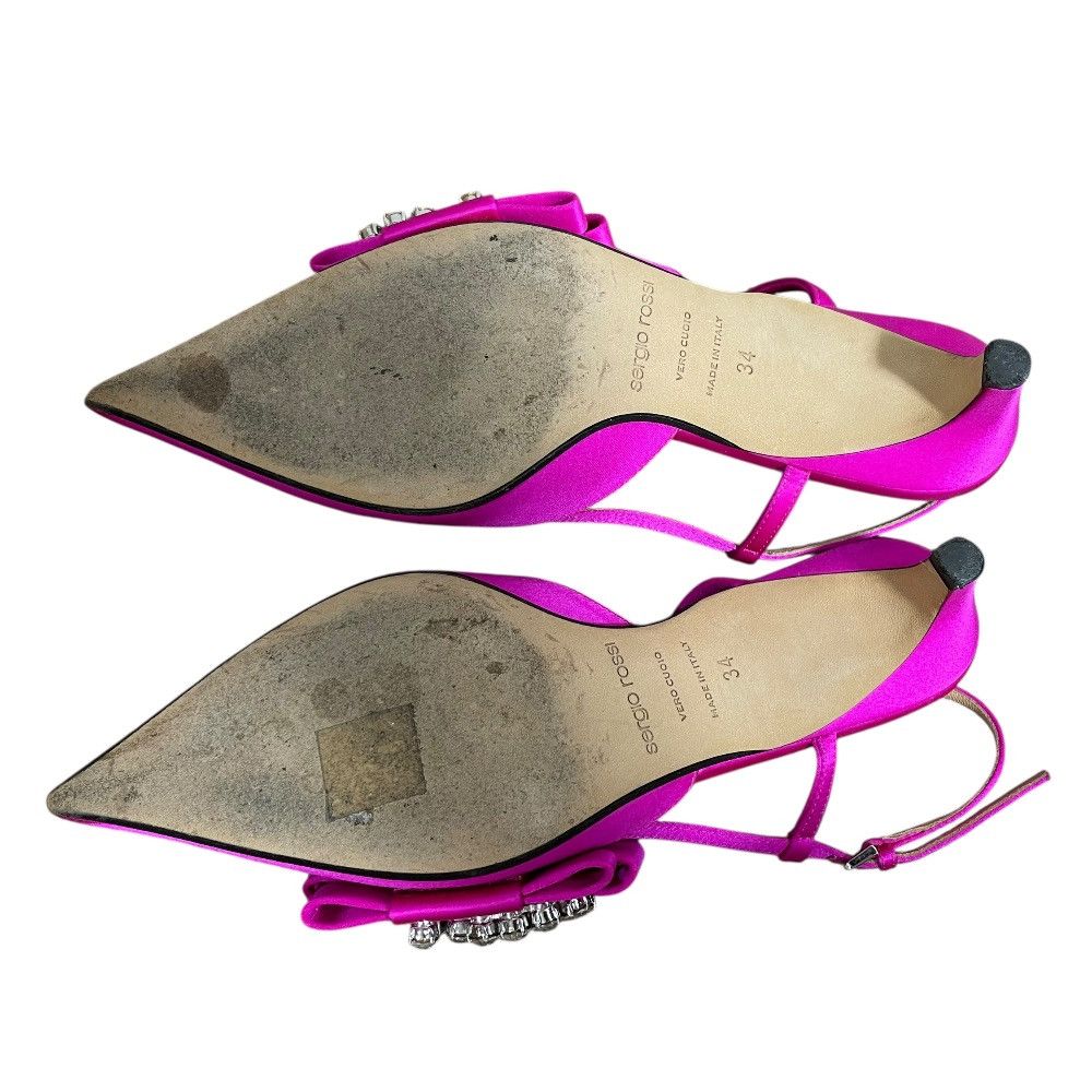 Other Other Sergio Rossi Pointed Toe Logo Bijou Low Heel Slingback Pumps Leather Shoes DUTY FREE for USA Size ONE SIZE - 7 Thumbnail