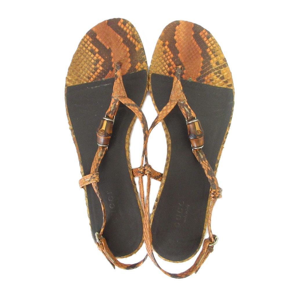 Gucci Gucci Gucci Bamboo Python Leather Flat Sandals Natural Material Shoes DUTY FREE for USA Size ONE SIZE - 4 Thumbnail