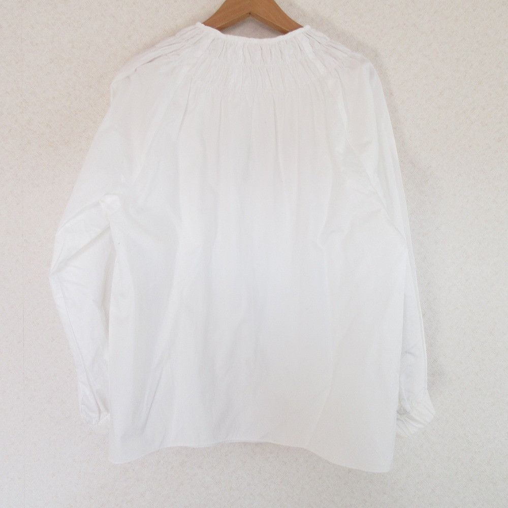 Other Col Pierrot Long Sleeve Gathered Front Zip Pullover Blouse Cotton Tops DUTY FREE for USA