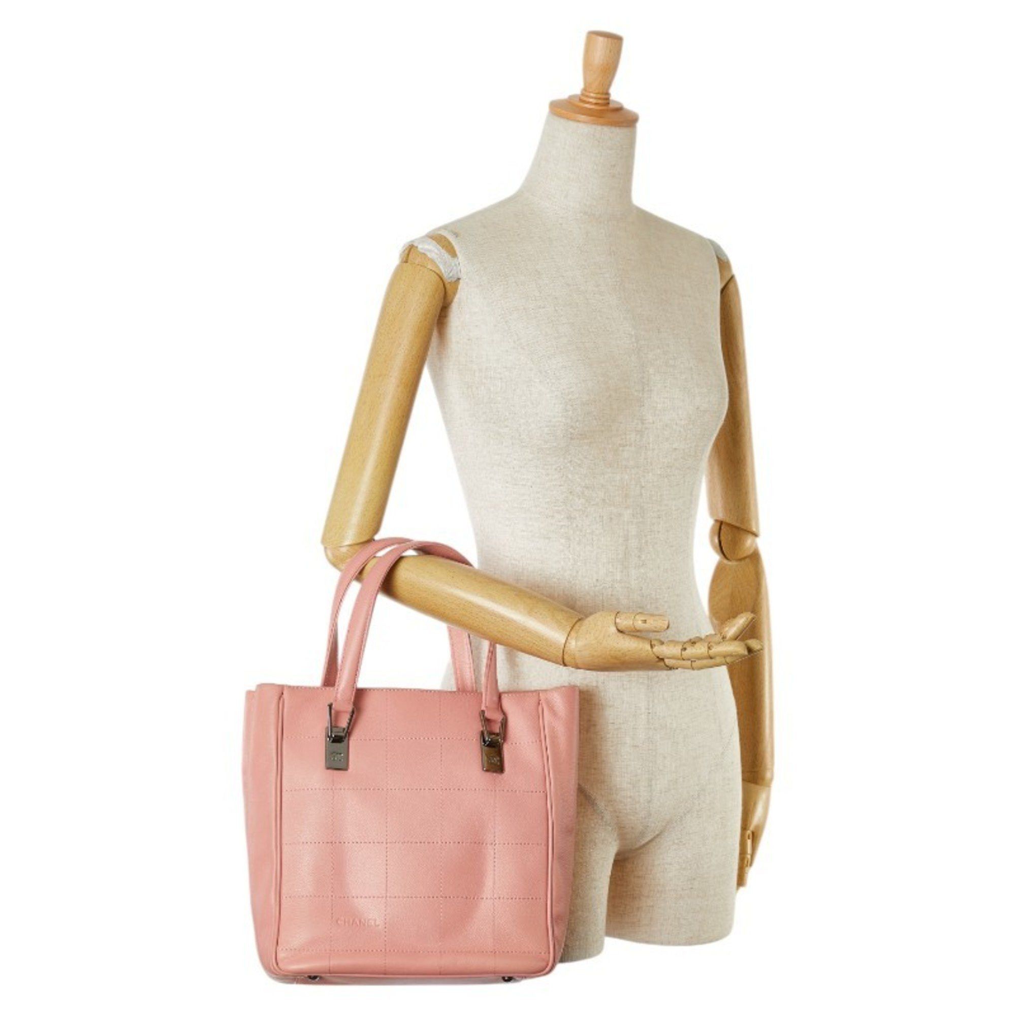 Chanel CHANEL Chocobar Tote Bag in Pink Caviar Skin for Women Size ONE SIZE - 8 Thumbnail