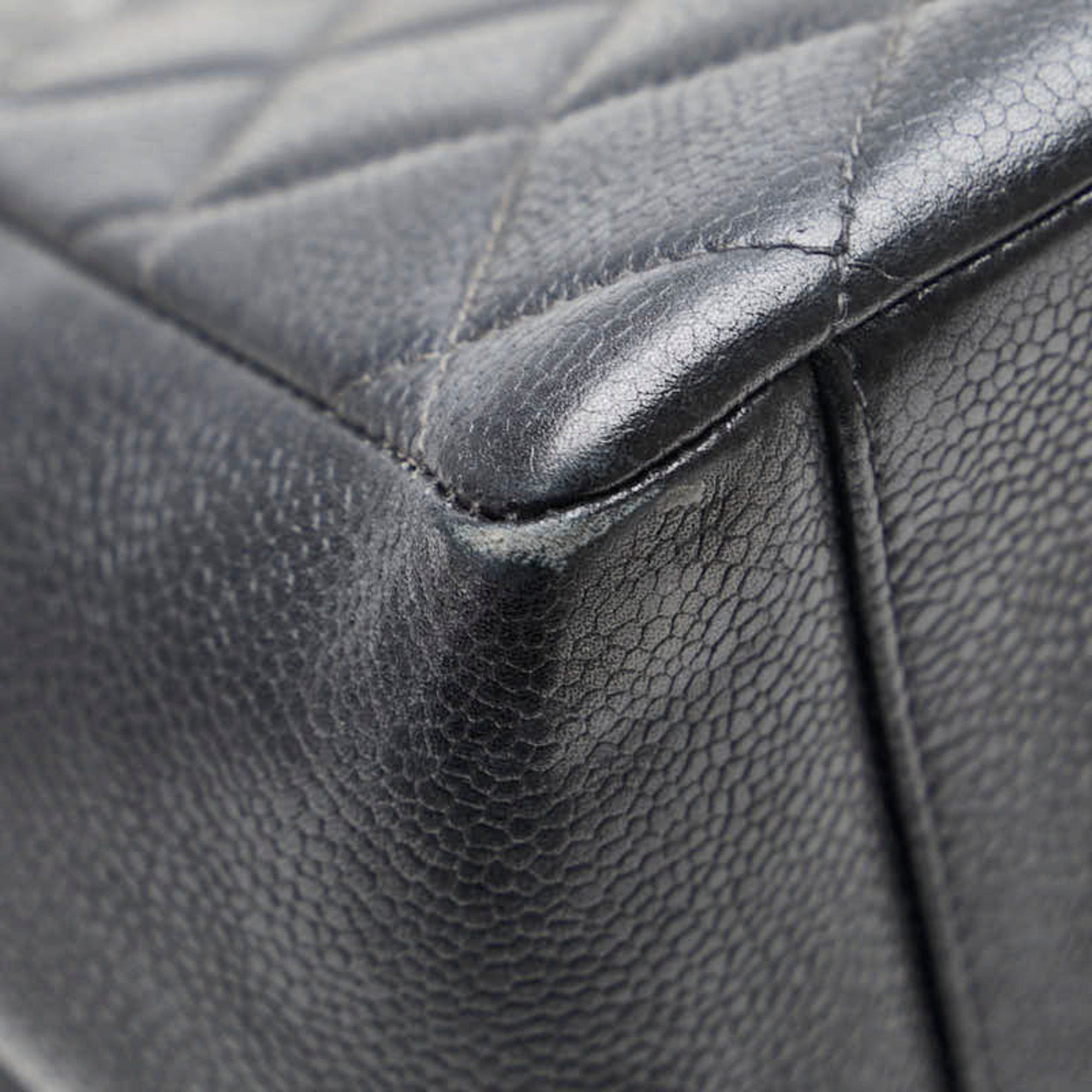 CHANEL Coco Mark Matelasse Chain Handbag Tote Bag in Black Caviar Skin for Women main image 9