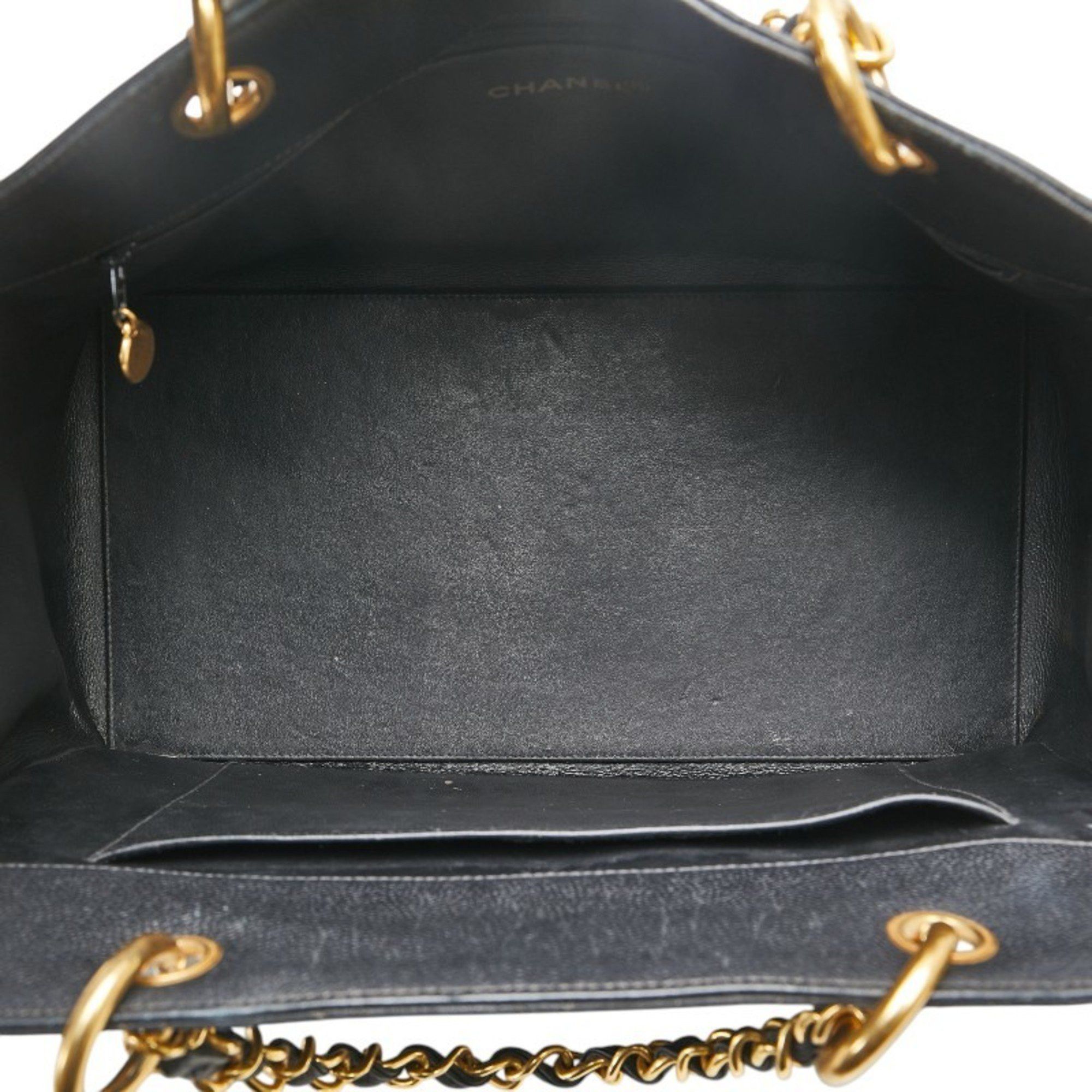 CHANEL Coco Mark Matelasse Chain Handbag Tote Bag in Black Caviar Skin for Women main image 7