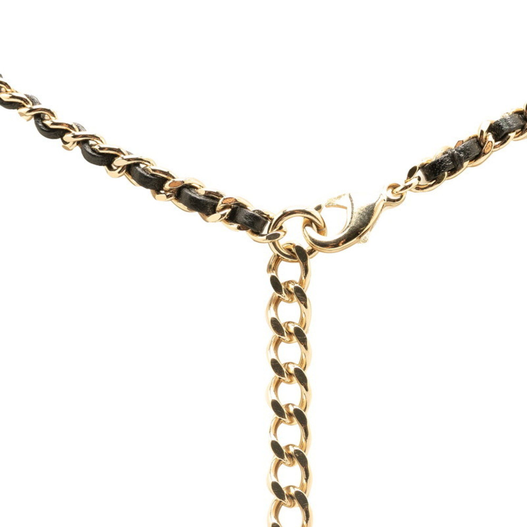 Chanel CHANEL Coco Mark Heart Mirror Locket Pendant Necklace in Black and Gold Lambskin for Women Size ONE SIZE - 3 Thumbnail