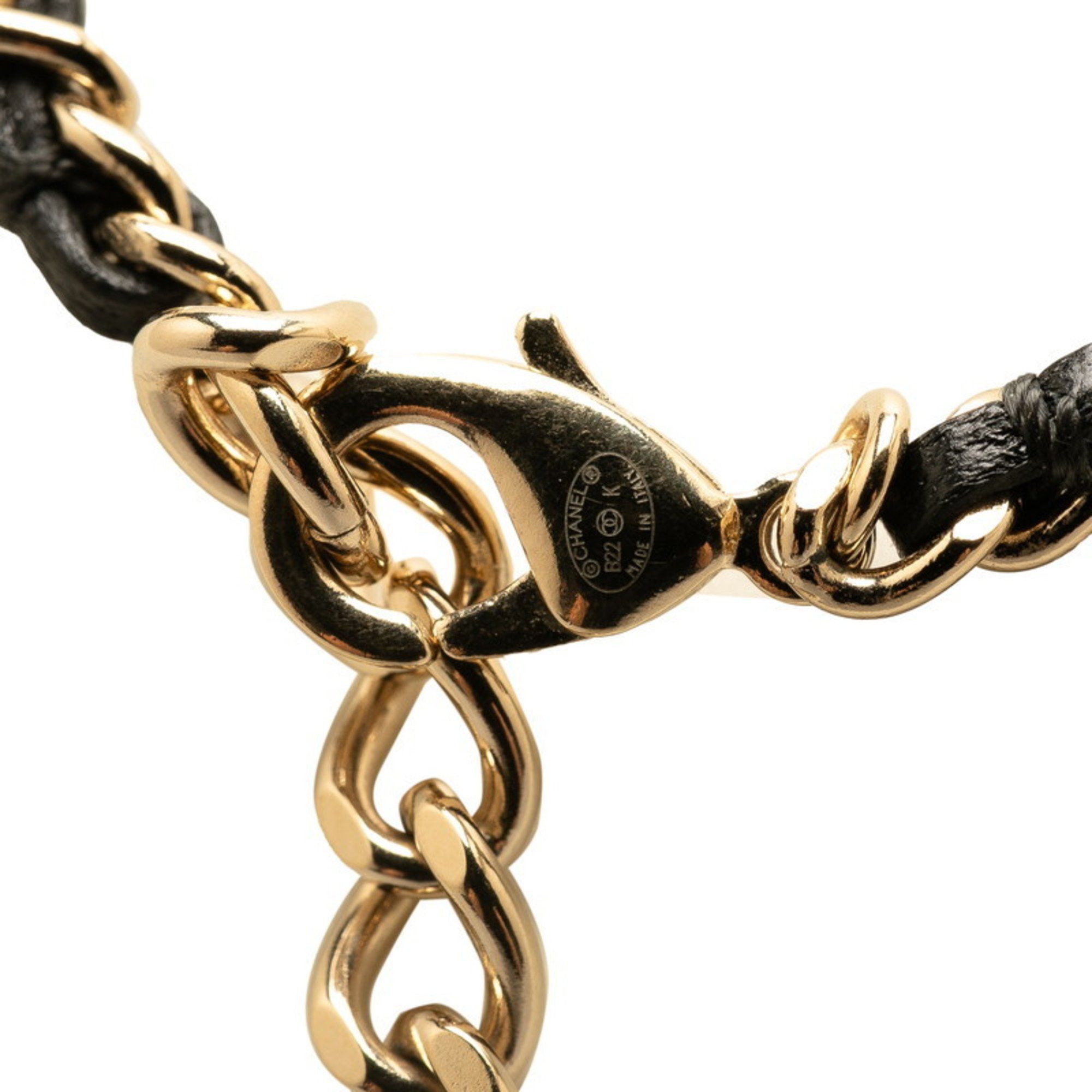 Chanel CHANEL Coco Mark Heart Mirror Locket Pendant Necklace in Black and Gold Lambskin for Women Size ONE SIZE - 4 Thumbnail