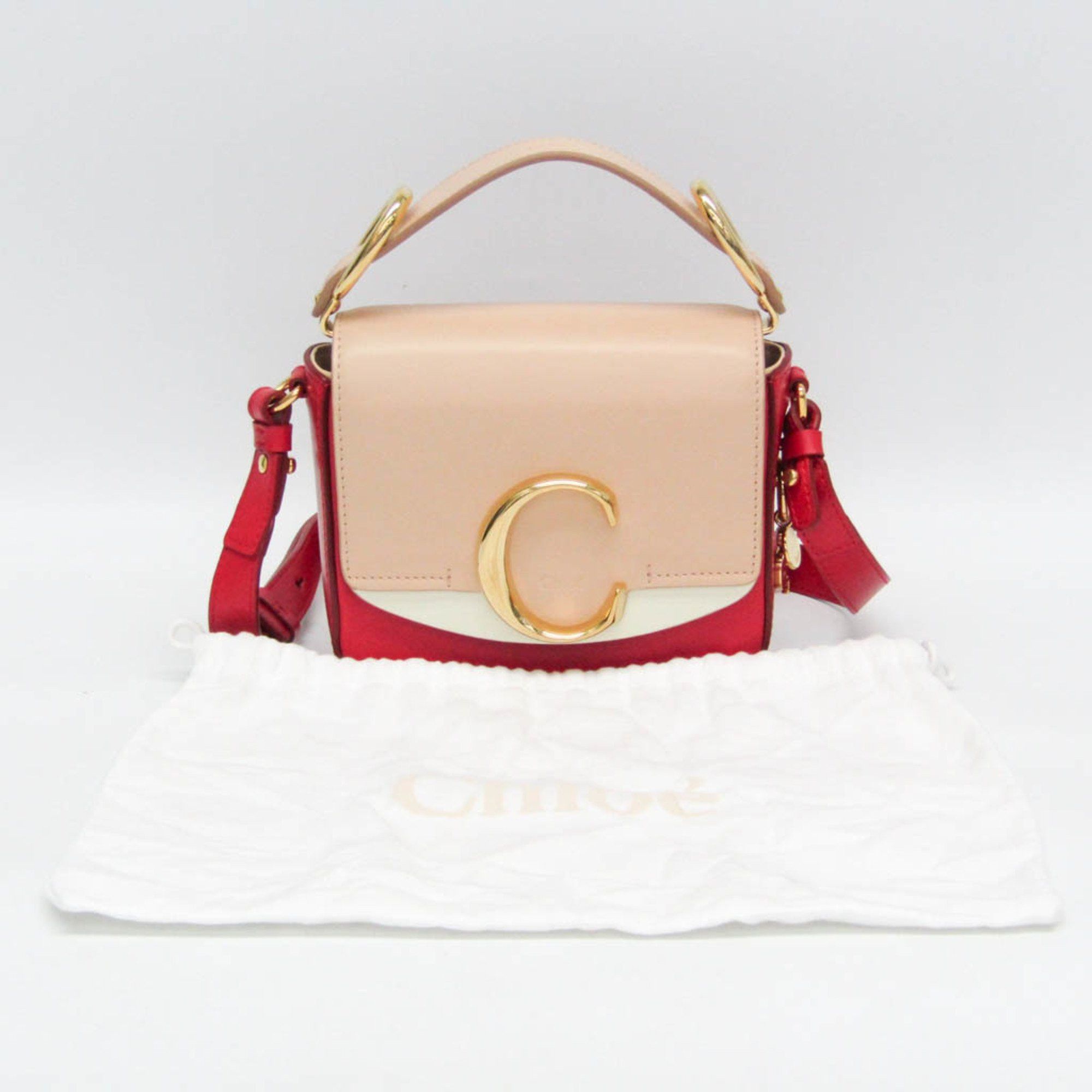 Chloe Chloé Chloe C Mini Women's Leather Handbag,Shoulder Bag Light Beige,Red Color Size ONE SIZE - 2 Thumbnail