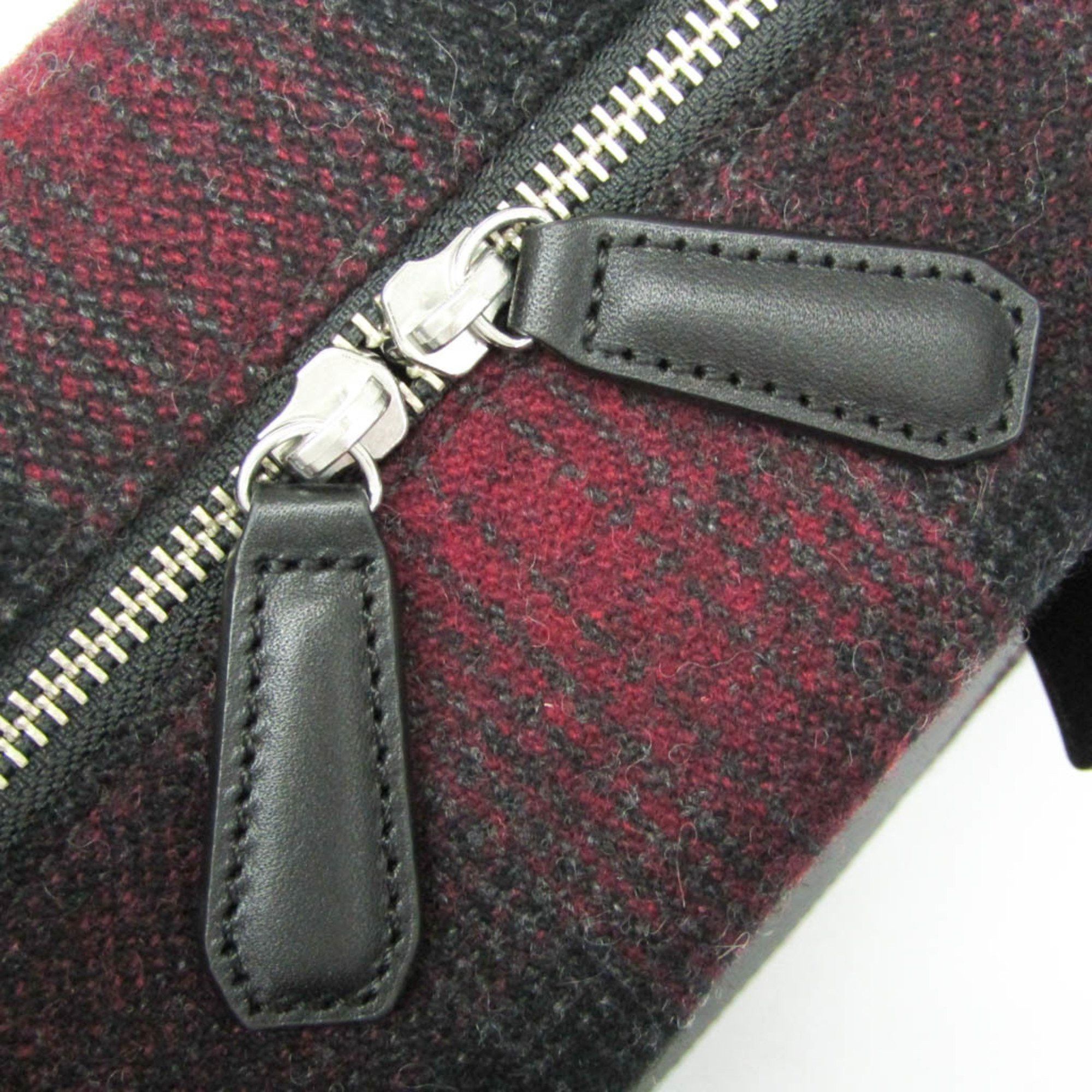 Other Hunting World Check 2-way Boston Bag Men,Women Tweed,Leather Boston Bag,Shoulder Bag Black,Red Color Size ONE SIZE - 7 Thumbnail