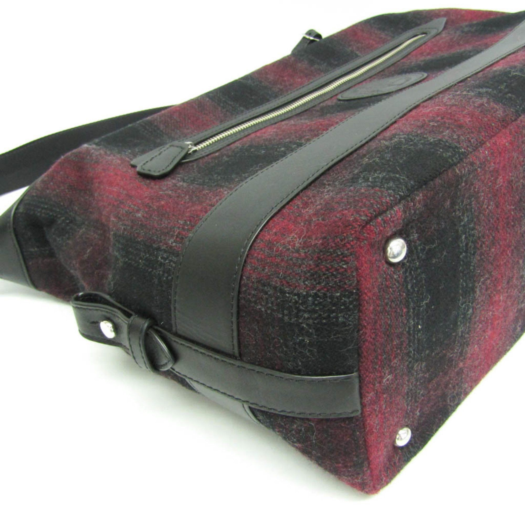 Other Hunting World Check 2-way Boston Bag Men,Women Tweed,Leather Boston Bag,Shoulder Bag Black,Red Color Size ONE SIZE - 6 Thumbnail