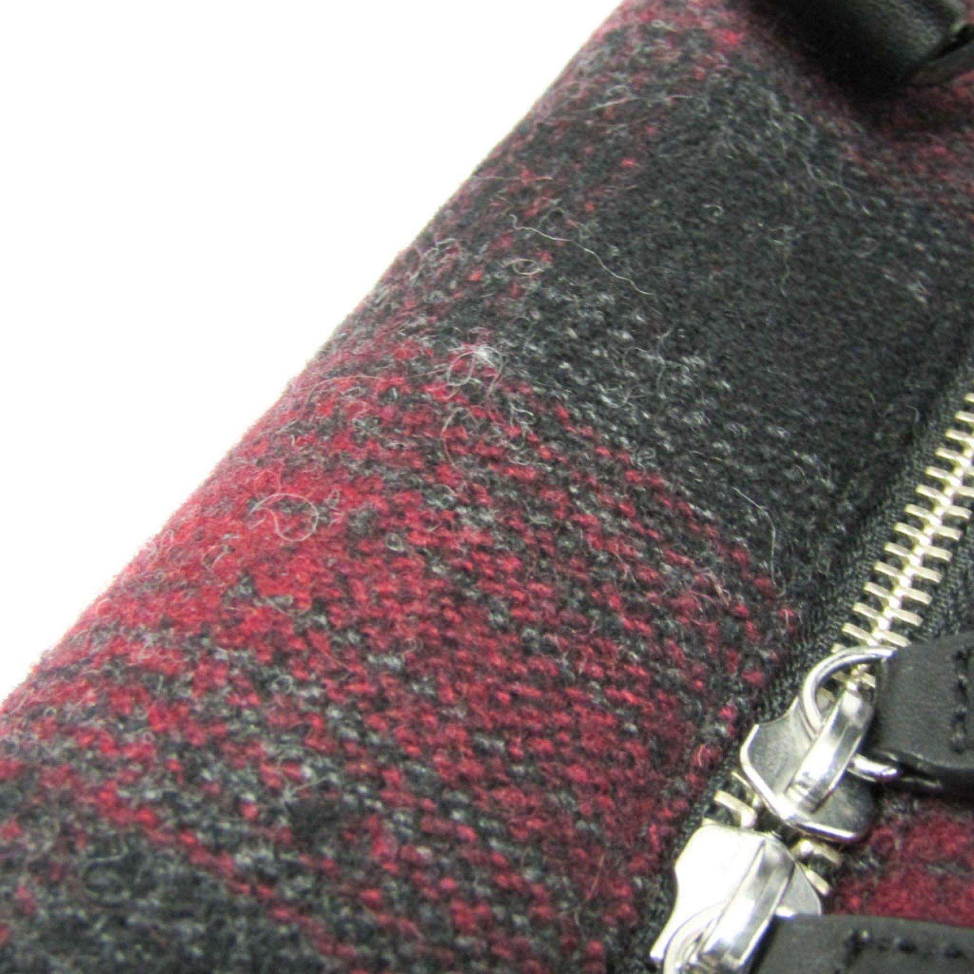 Other Hunting World Check 2-way Boston Bag Men,Women Tweed,Leather Boston Bag,Shoulder Bag Black,Red Color Size ONE SIZE - 8 Thumbnail