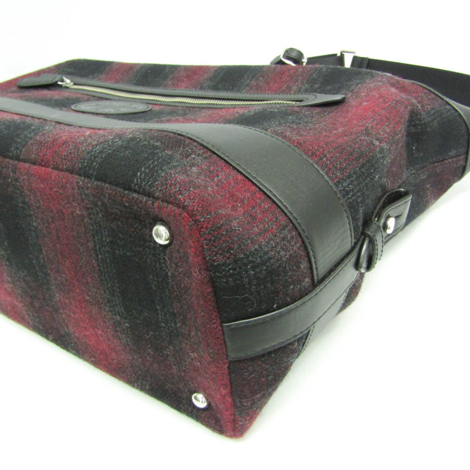 Other Hunting World Check 2-way Boston Bag Men,Women Tweed,Leather Boston Bag,Shoulder Bag Black,Red Color Size ONE SIZE - 5 Thumbnail