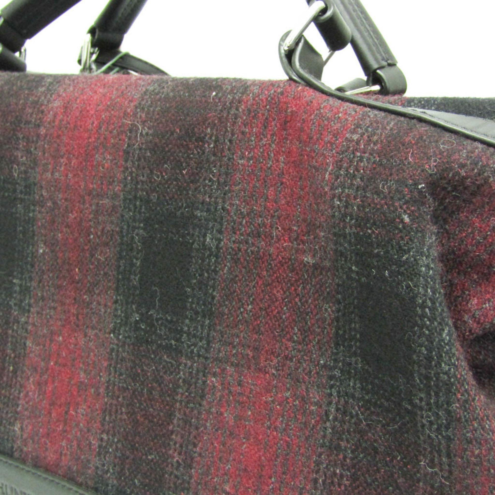 Other Hunting World Check 2-way Boston Bag Men,Women Tweed,Leather Boston Bag,Shoulder Bag Black,Red Color Size ONE SIZE - 10 Thumbnail