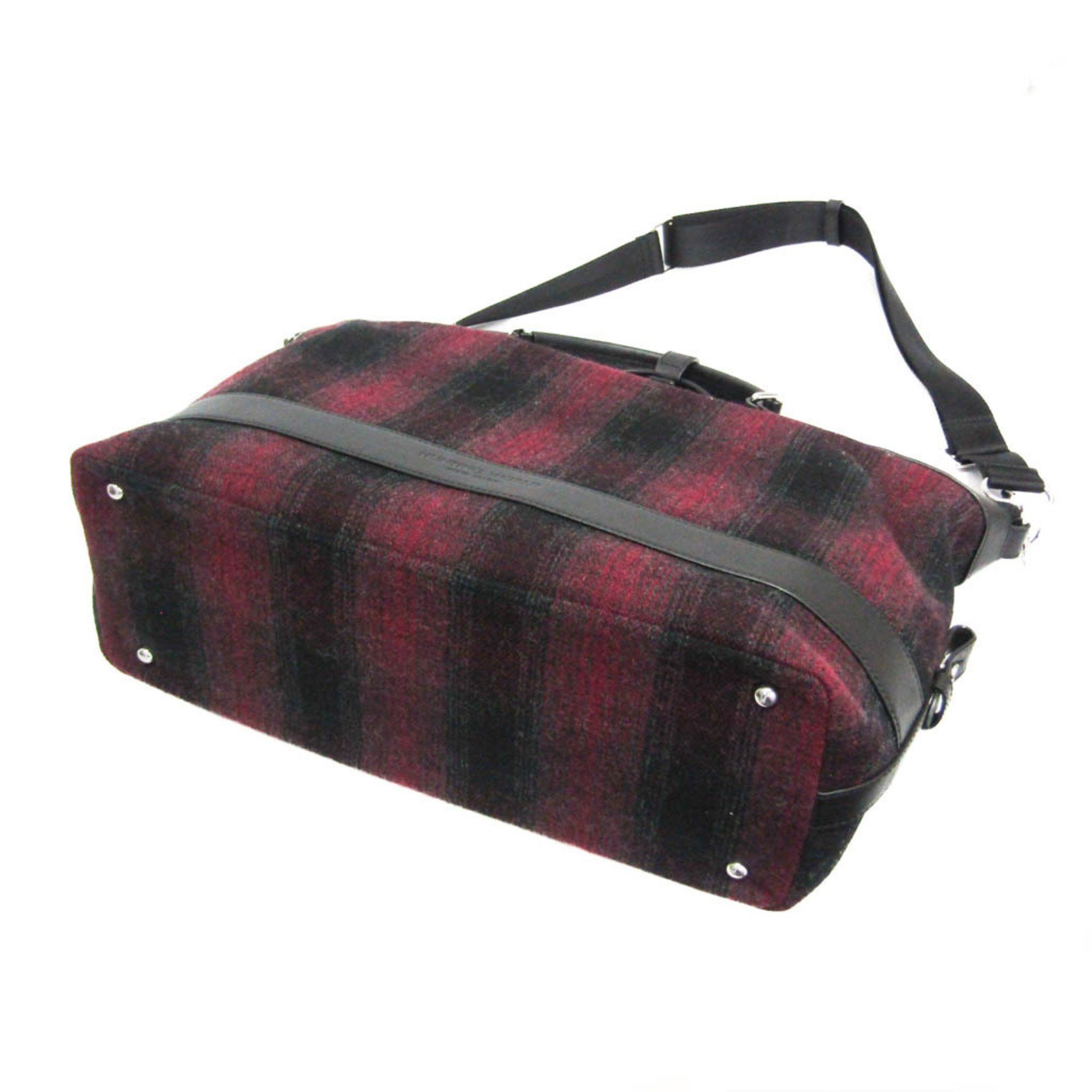 Other Hunting World Check 2-way Boston Bag Men,Women Tweed,Leather Boston Bag,Shoulder Bag Black,Red Color Size ONE SIZE - 3 Thumbnail