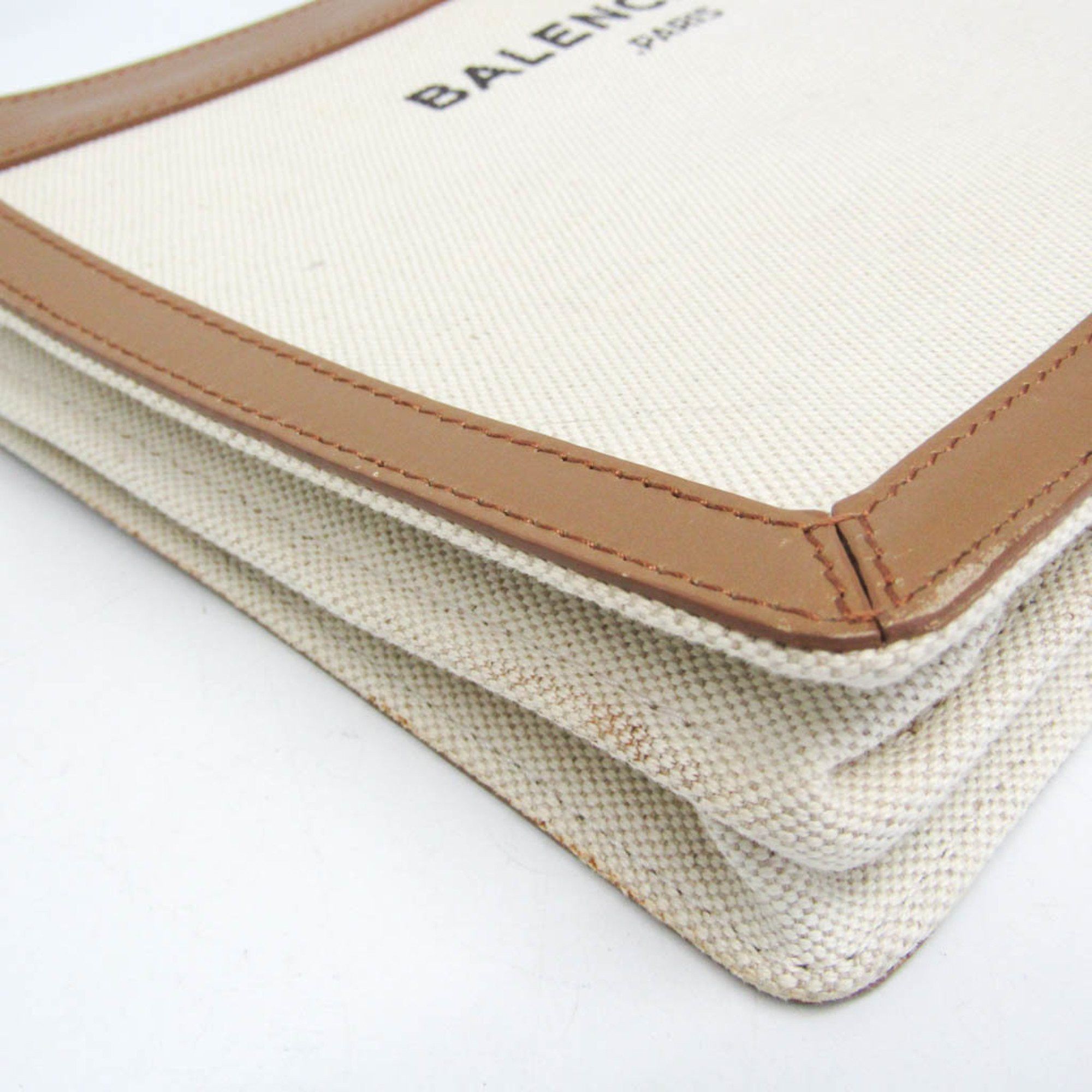 Balenciaga Balenciaga Navy Pochette 339937 Men,Women Canvas,Leather Shoulder Bag Beige,Off-white Size ONE SIZE - 8 Thumbnail