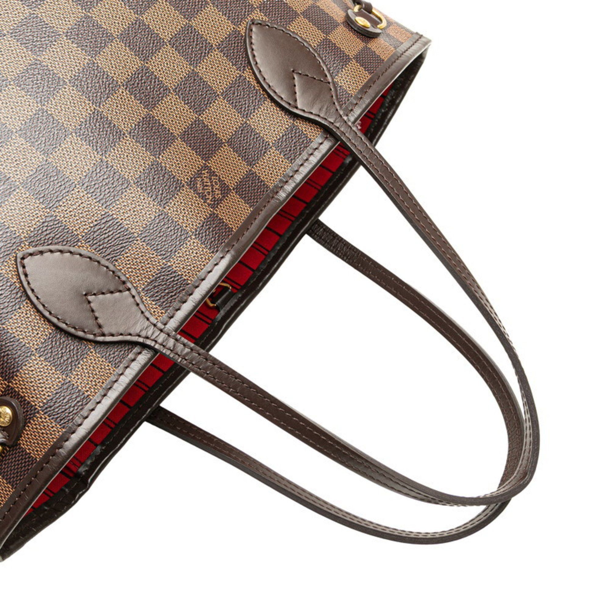 Louis Vuitton Damier Neverfull PM Tote Bag, Handbag N41359, Ebene Brown Leather, Women's, LOUIS VUITTON