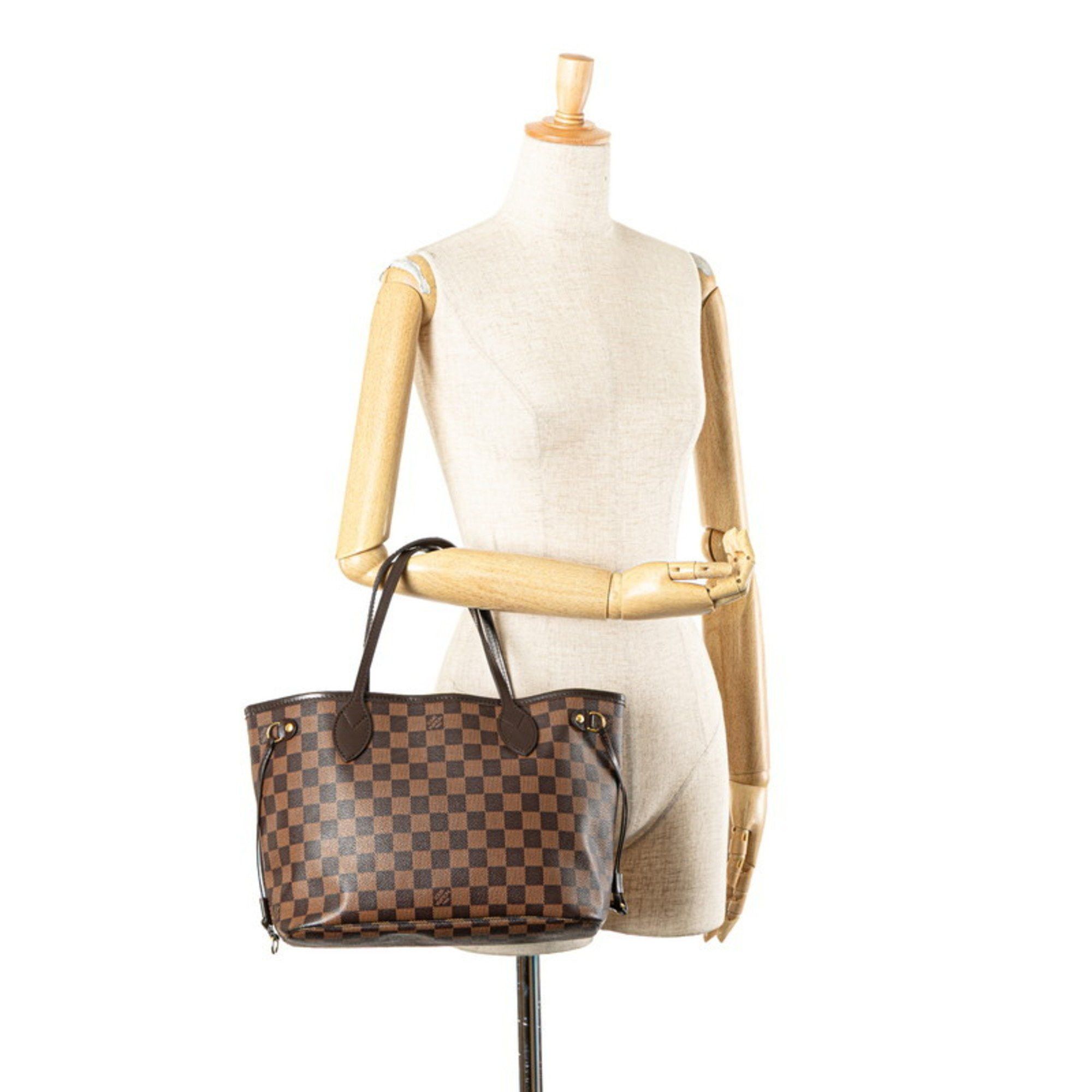 Louis Vuitton Damier Neverfull PM Tote Bag, Handbag N41359, Ebene Brown Leather, Women's, LOUIS VUITTON