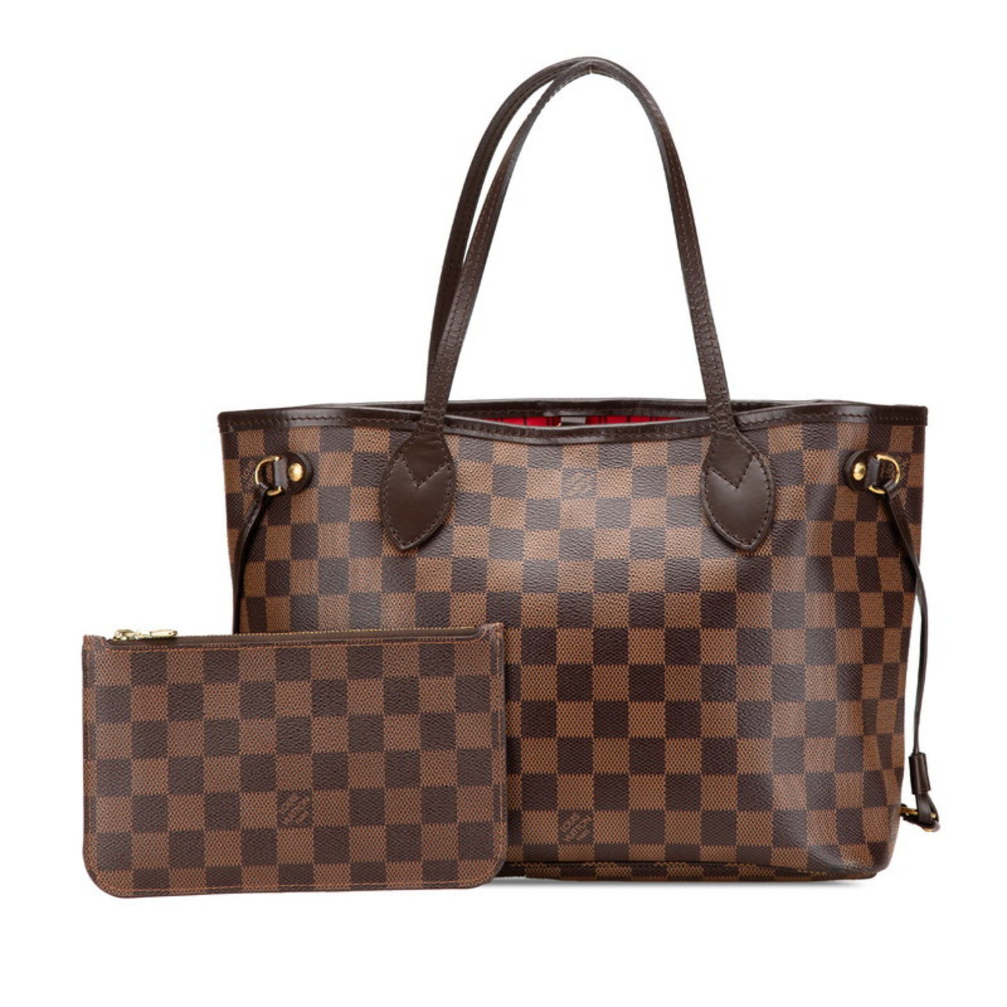 Louis Vuitton Damier Neverfull PM Tote Bag, Handbag N41359, Ebene Brown Leather, Women's, LOUIS VUITTON