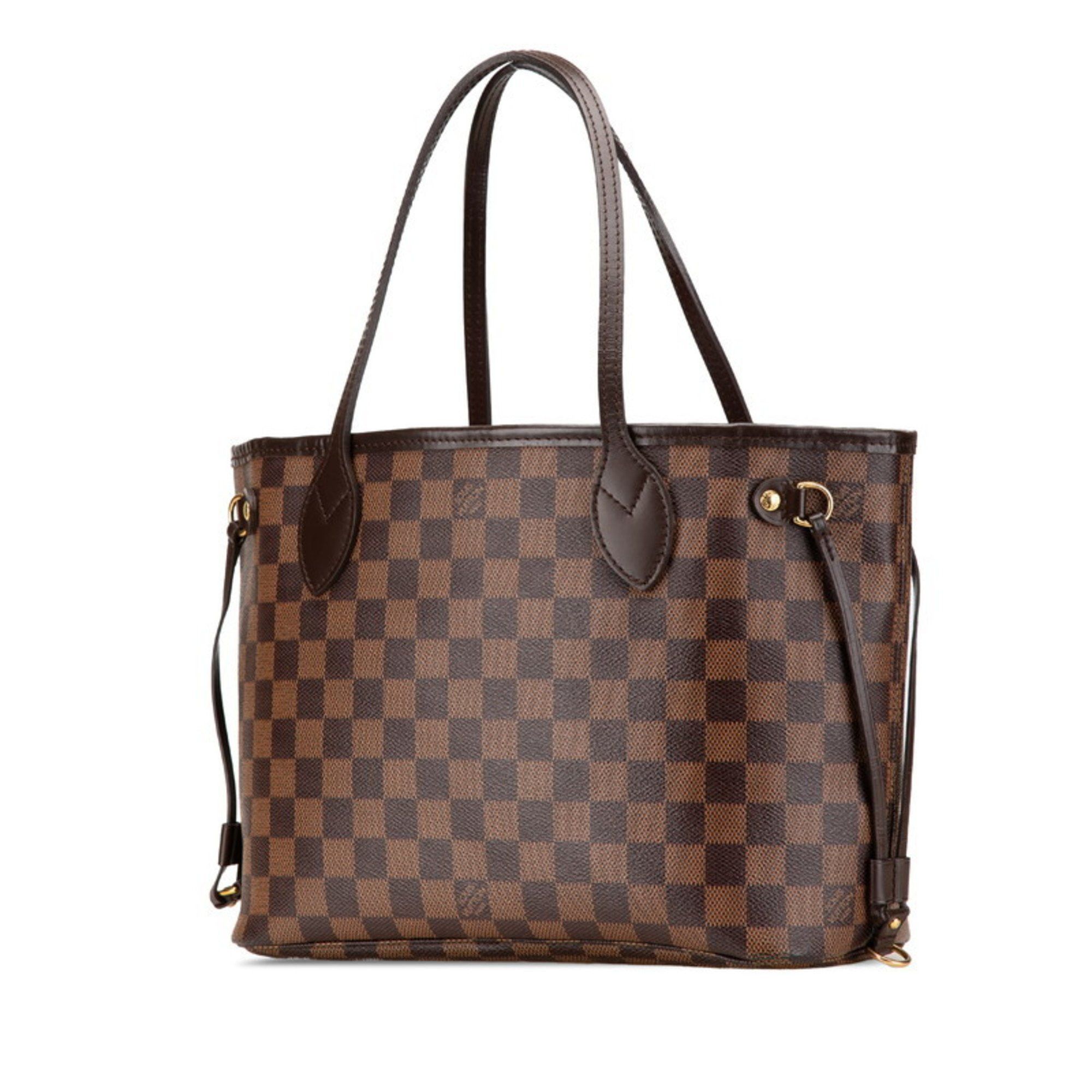 Louis Vuitton Damier Neverfull PM Tote Bag, Handbag N41359, Ebene Brown Leather, Women's, LOUIS VUITTON