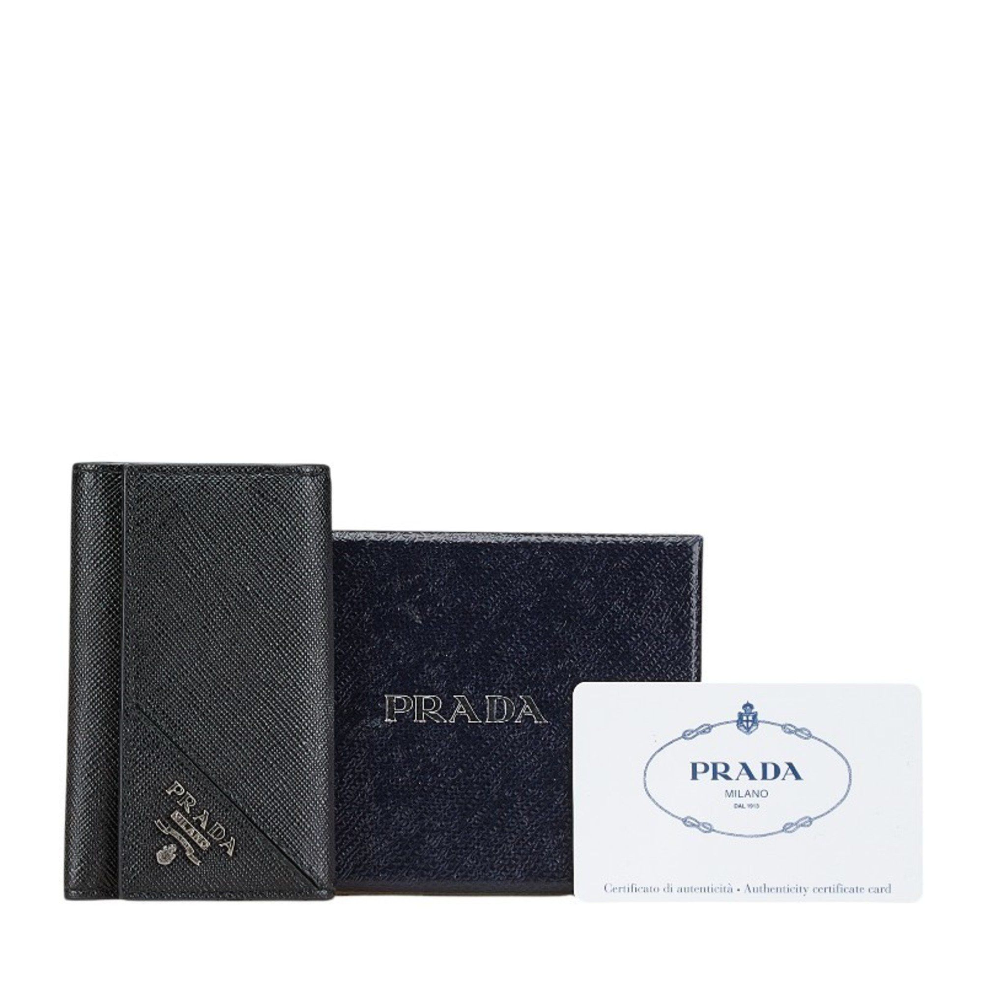 Prada Prada Logo Saffiano Key Case in Black Leather for Women Size ONE SIZE - 13 Thumbnail
