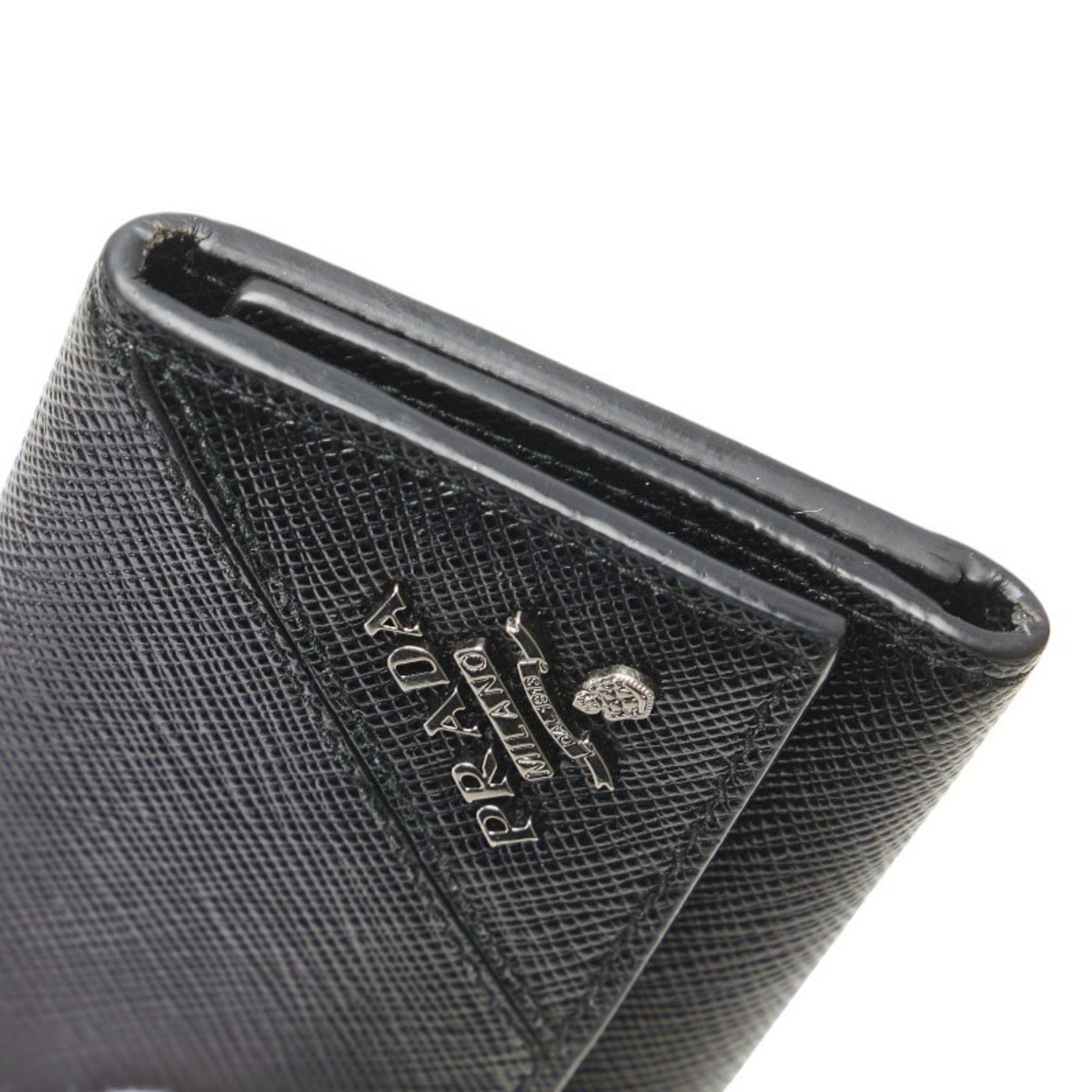 Prada Prada Logo Saffiano Key Case in Black Leather for Women Size ONE SIZE - 7 Thumbnail