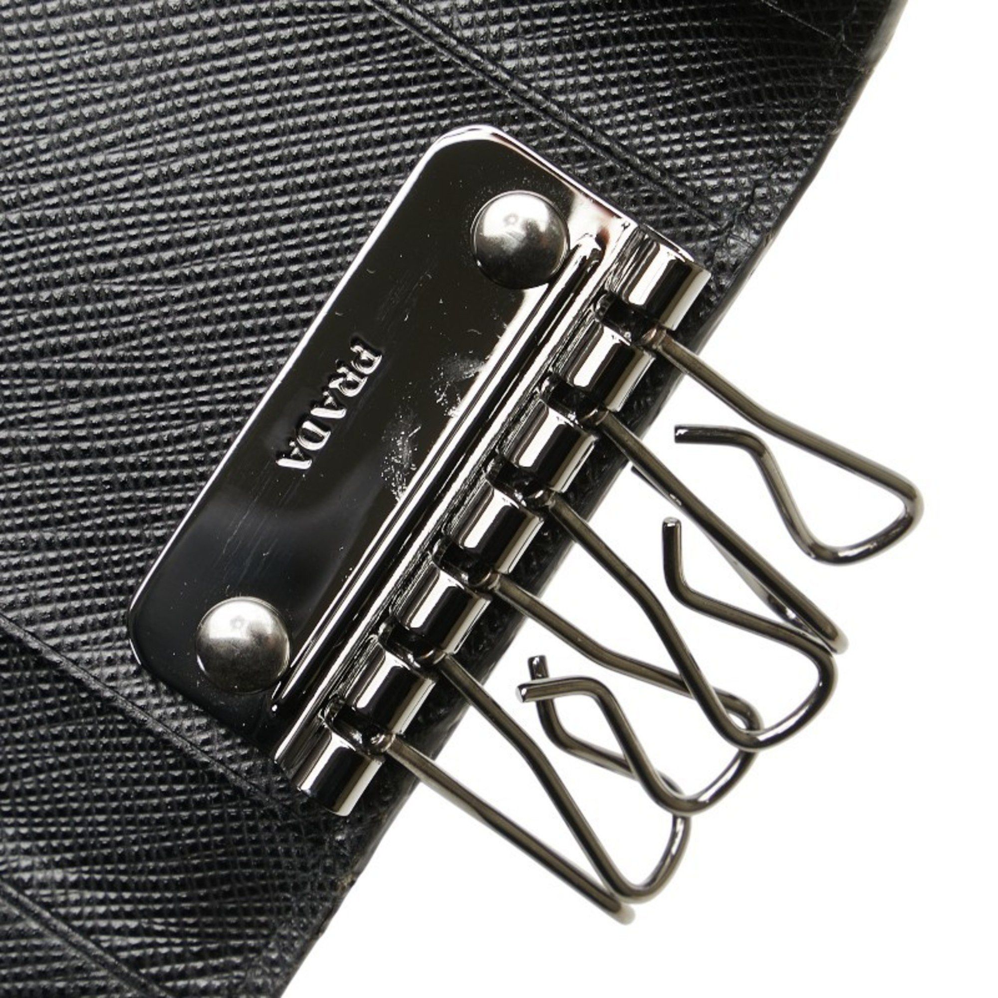 Prada Prada Logo Saffiano Key Case in Black Leather for Women Size ONE SIZE - 9 Thumbnail