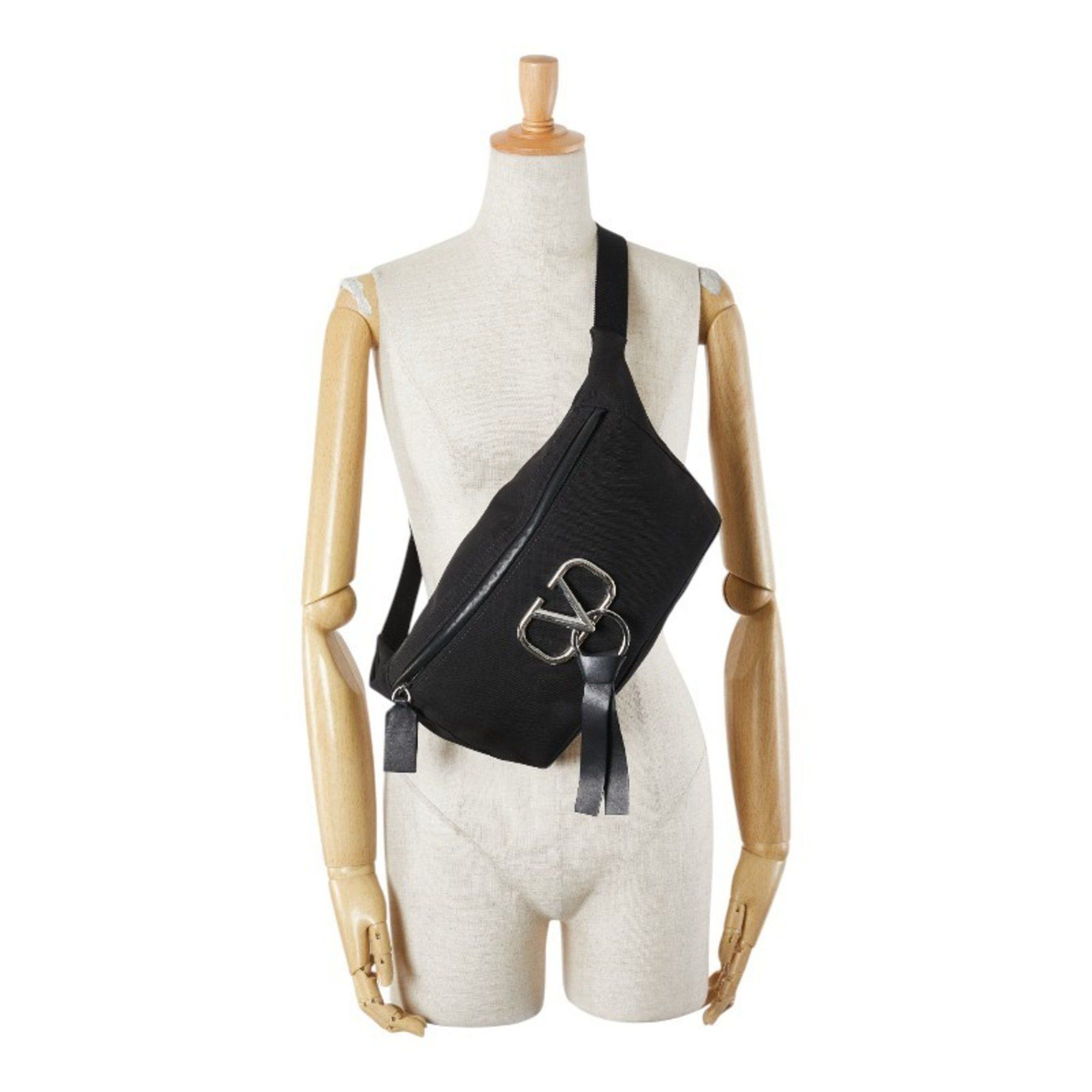 Valentino Valentino V Logo Body Bag/Belt Bag in Black Canvas and Leather for Women. Size ONE SIZE - 13 Thumbnail