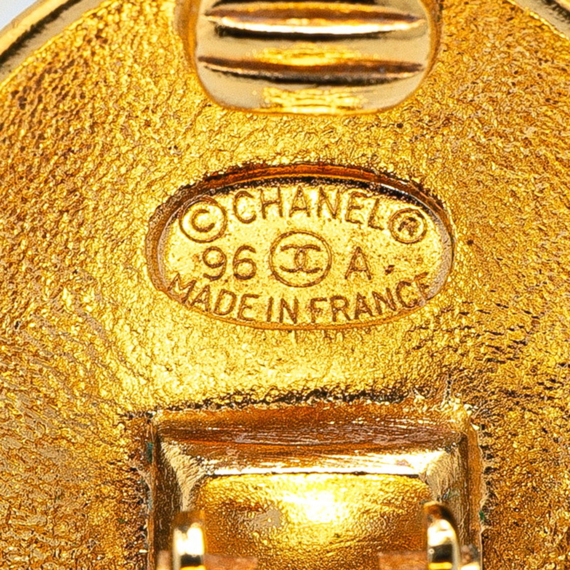 Chanel Vintage Chanel Coco Mark Crown Motif Round Earrings, Gold Plated, Women's, CHANEL Size ONE SIZE - 3 Thumbnail
