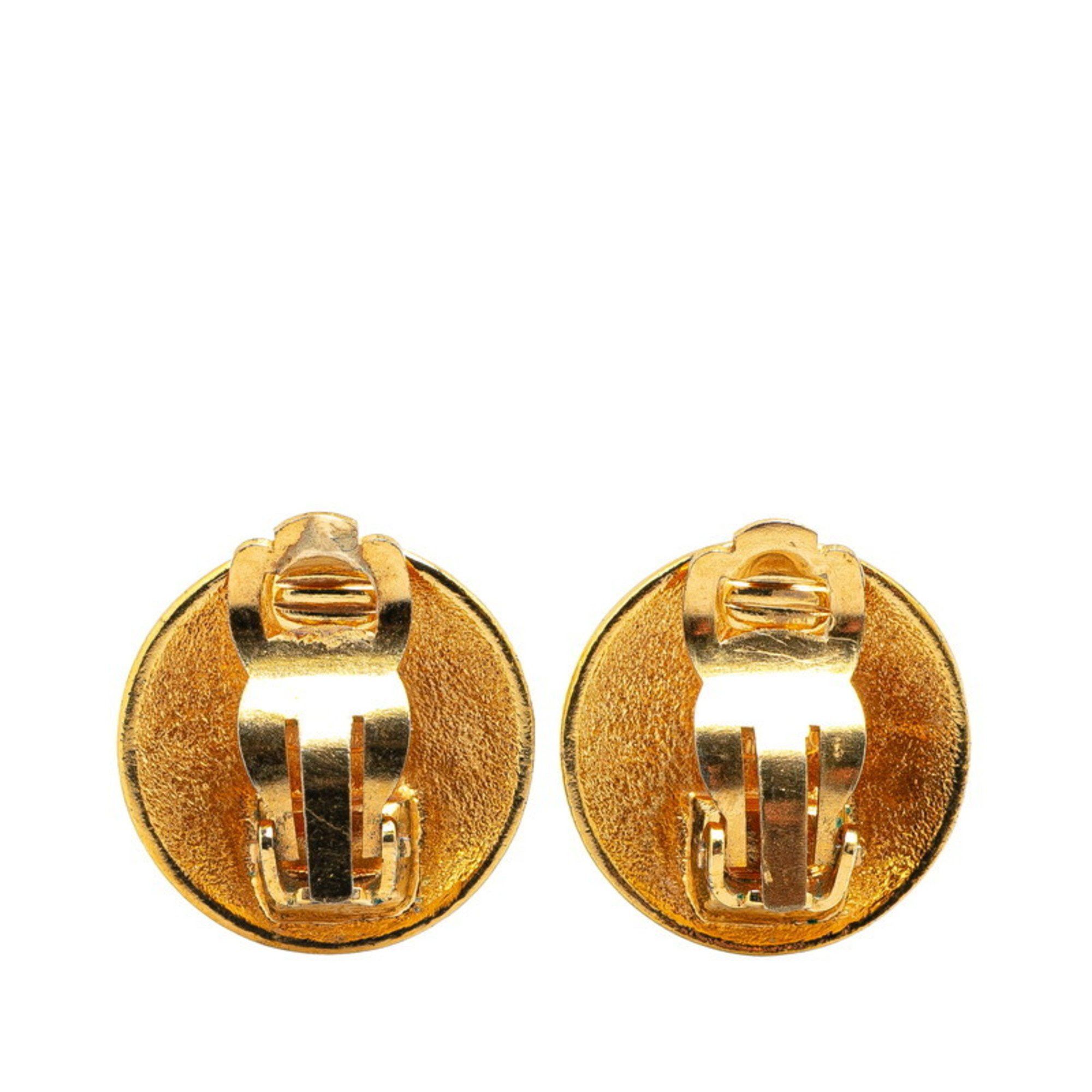 Chanel Vintage Chanel Coco Mark Crown Motif Round Earrings, Gold Plated, Women's, CHANEL Size ONE SIZE - 2 Thumbnail