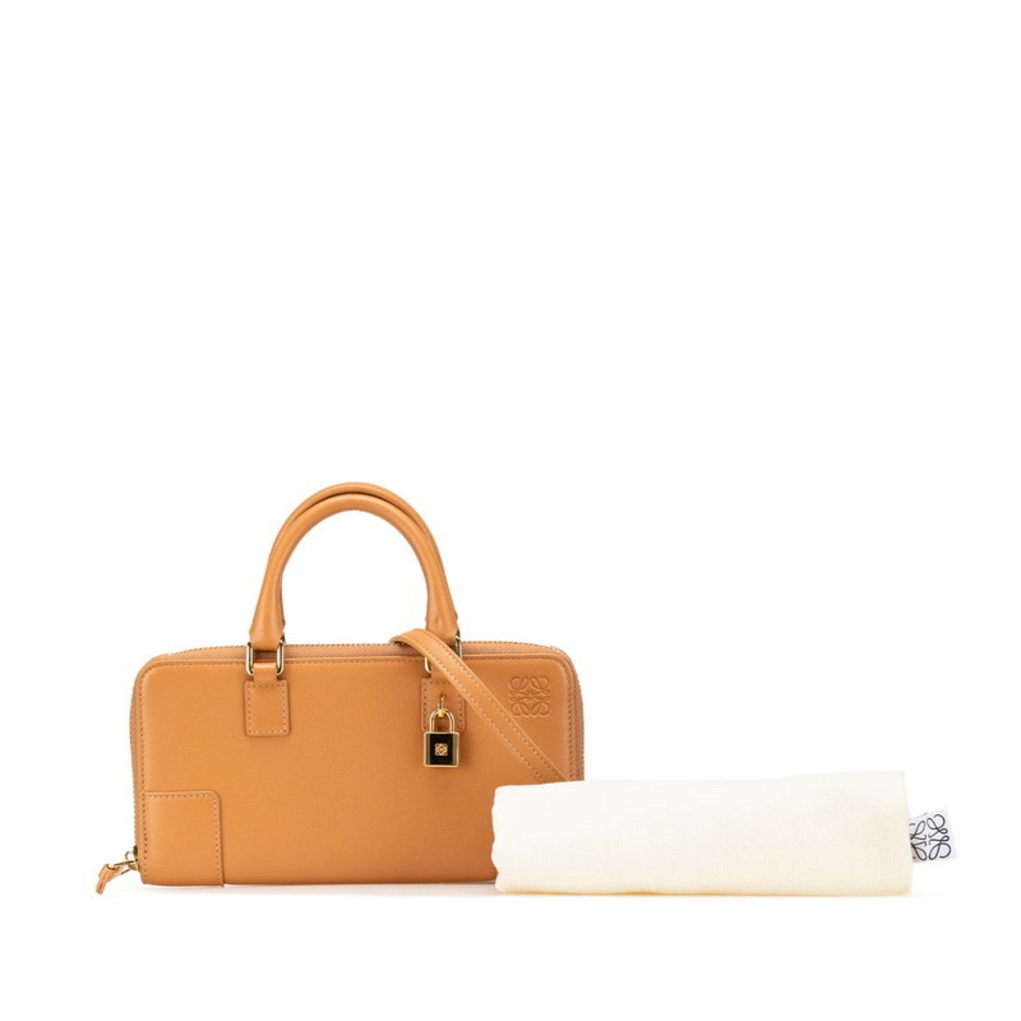 Loewe LOEWE Amazona Pouch, round zipper, long wallet, handbag, shoulder bag, 2-way, C039U10X01, brown nappa calf leather, women's Size ONE SIZE - 13 Thumbnail