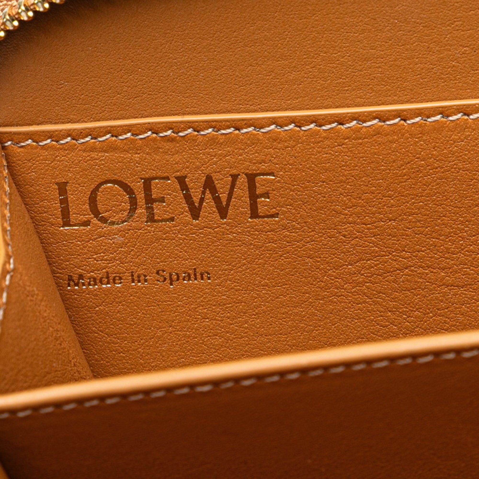 Loewe LOEWE Amazona Pouch, round zipper, long wallet, handbag, shoulder bag, 2-way, C039U10X01, brown nappa calf leather, women's Size ONE SIZE - 10 Thumbnail