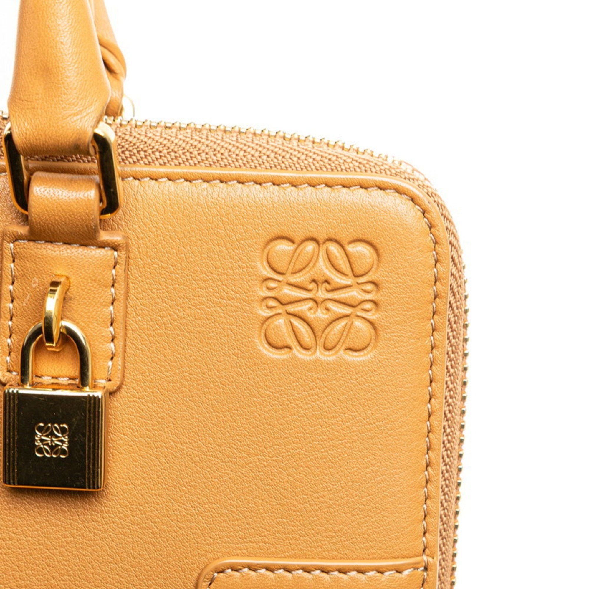 Loewe LOEWE Amazona Pouch, round zipper, long wallet, handbag, shoulder bag, 2-way, C039U10X01, brown nappa calf leather, women's Size ONE SIZE - 9 Thumbnail