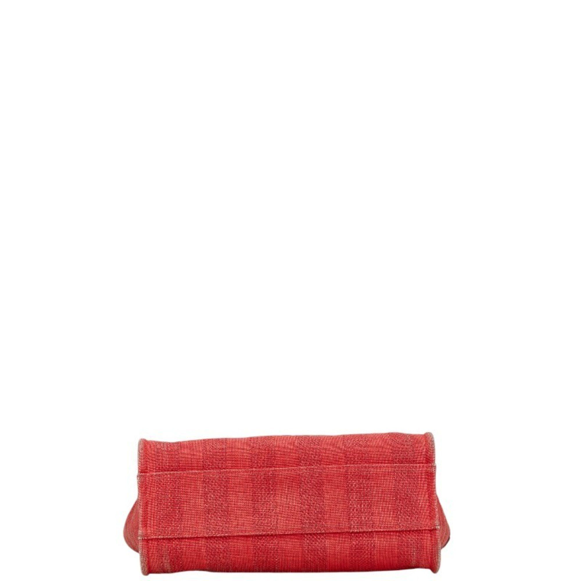 Chanel CHANEL Deauville Tote MM Coco Mark Chain Bag in Red Canvas and Leather for Women Size ONE SIZE - 3 Thumbnail