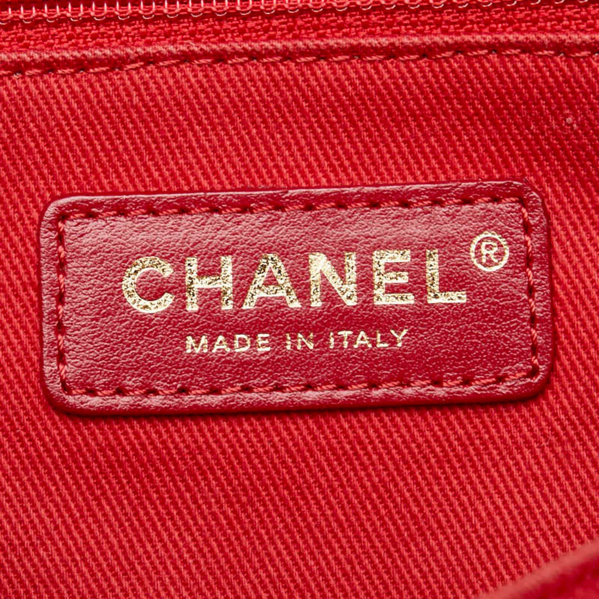 Chanel CHANEL Deauville Tote MM Coco Mark Chain Bag in Red Canvas and Leather for Women Size ONE SIZE - 5 Thumbnail
