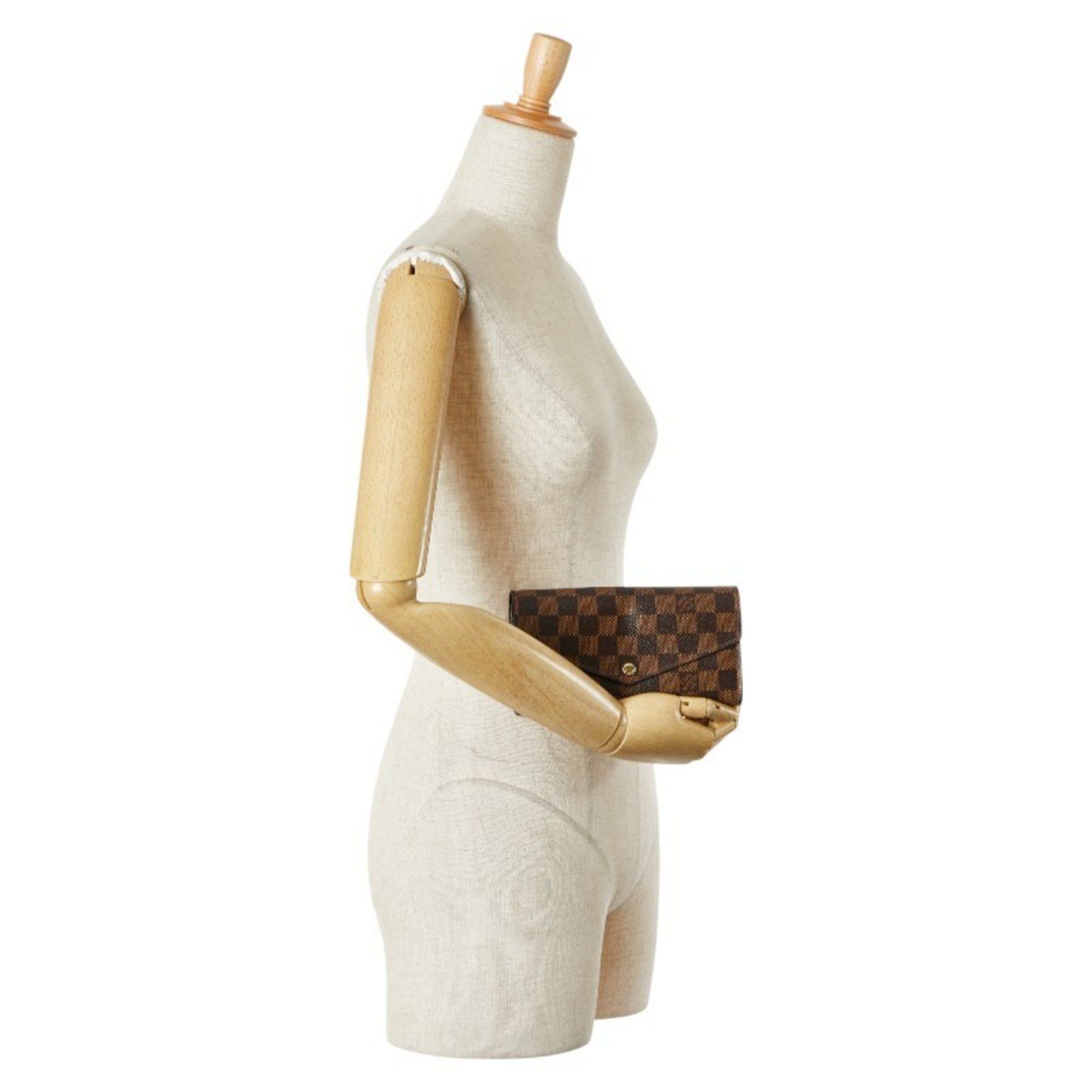 Louis Vuitton Louis Vuitton Damier Portefeuille Sarah Long Wallet N63209 Brown Leather Women's LOUIS VUITTON Size ONE SIZE - 12 Thumbnail