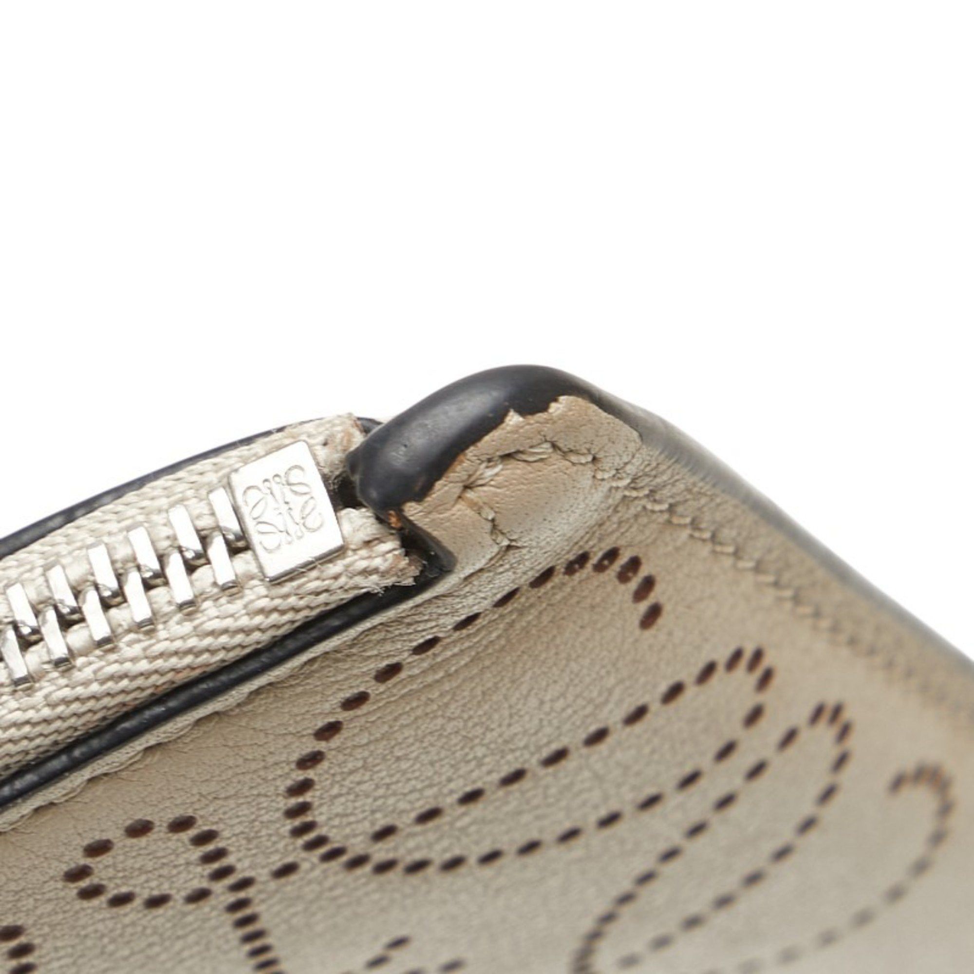 Loewe LOEWE Anagram Wallet/Coin Case Beige Leather Women's Size ONE SIZE - 7 Thumbnail
