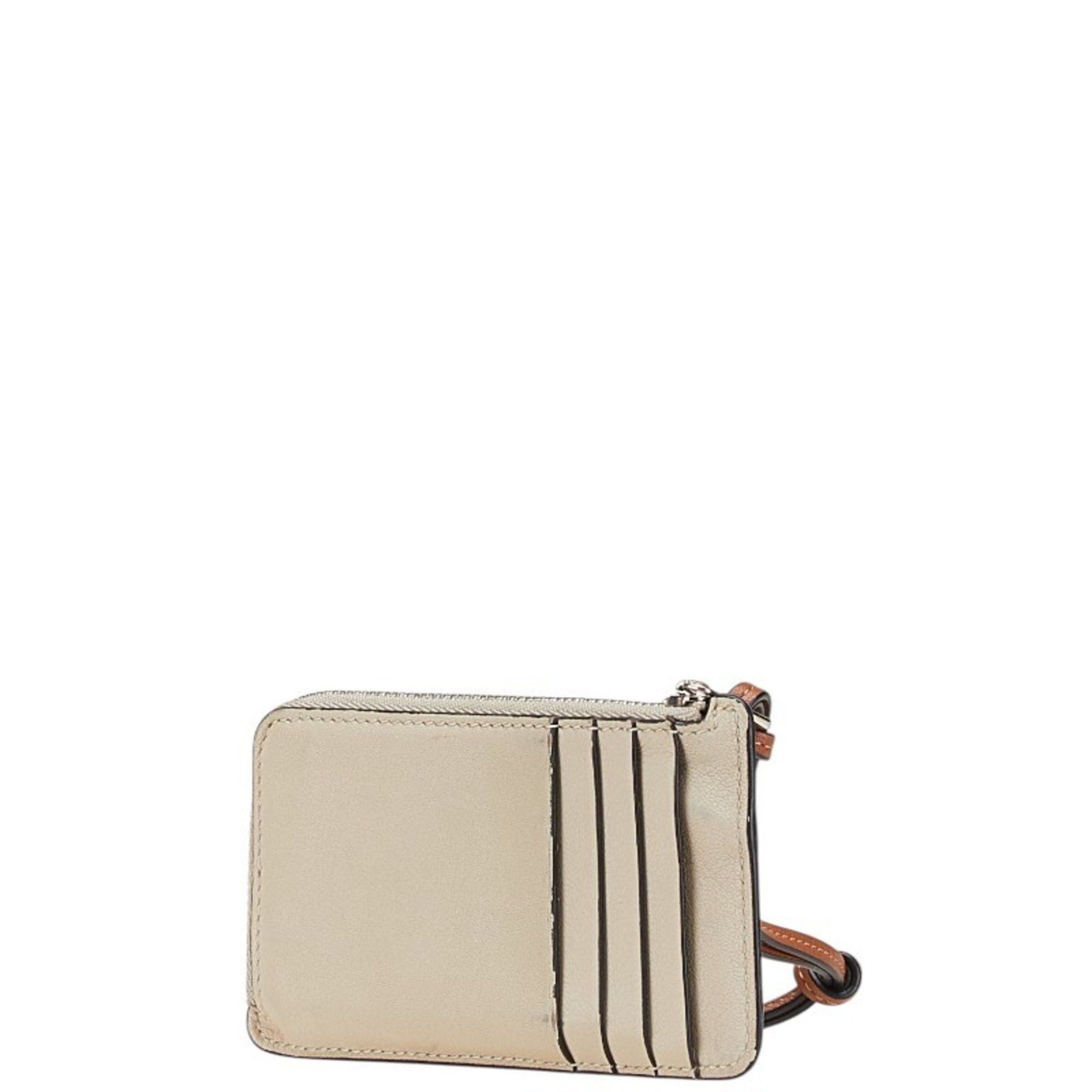 Loewe LOEWE Anagram Wallet/Coin Case Beige Leather Women's Size ONE SIZE - 2 Thumbnail