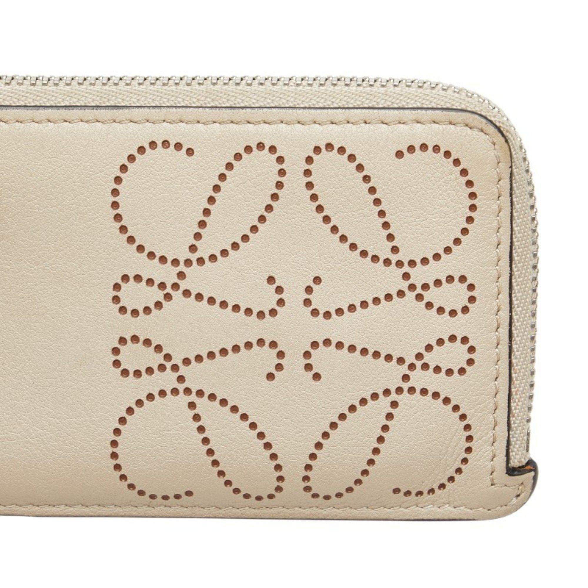 Loewe LOEWE Anagram Wallet/Coin Case Beige Leather Women's Size ONE SIZE - 5 Thumbnail
