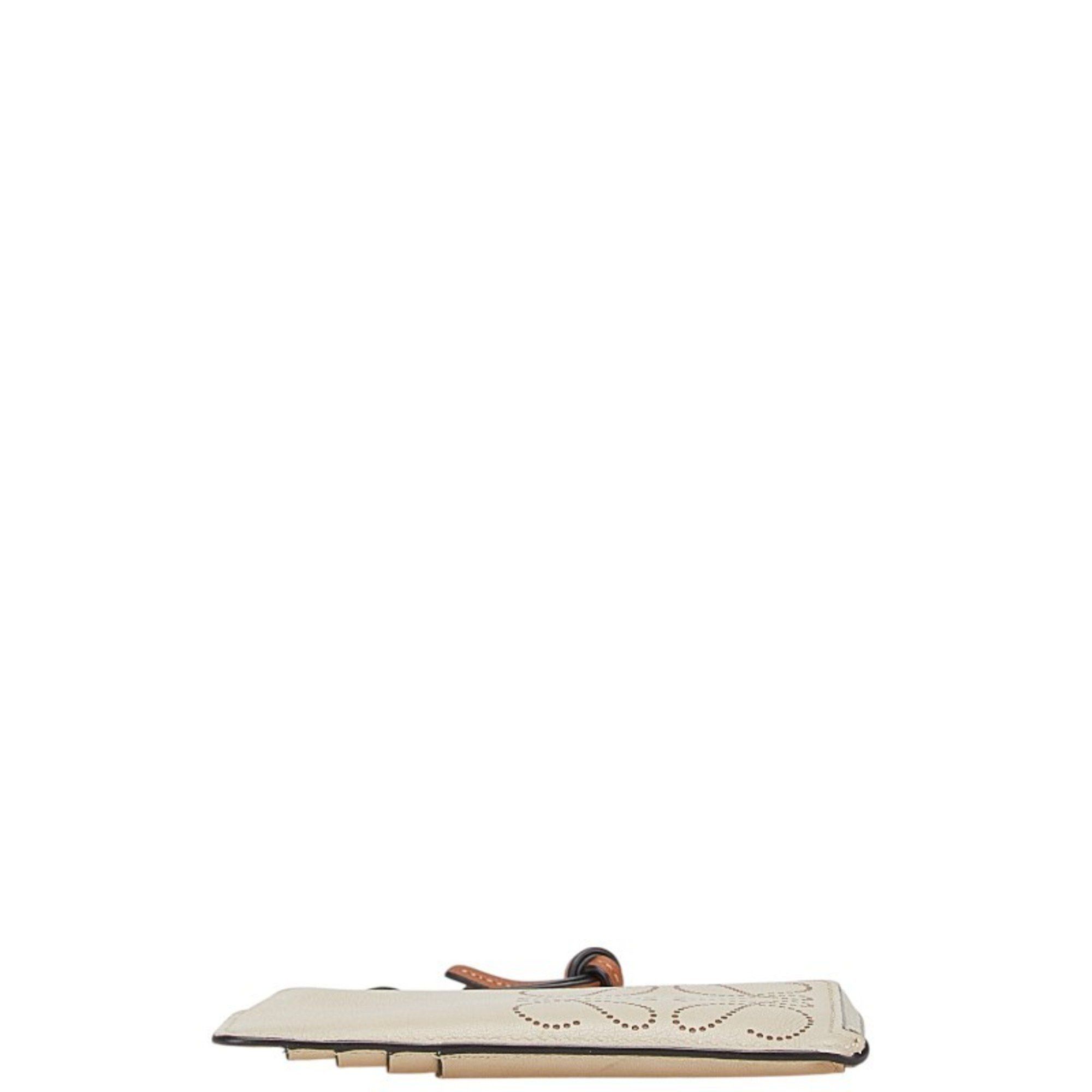 Loewe LOEWE Anagram Wallet/Coin Case Beige Leather Women's Size ONE SIZE - 3 Thumbnail