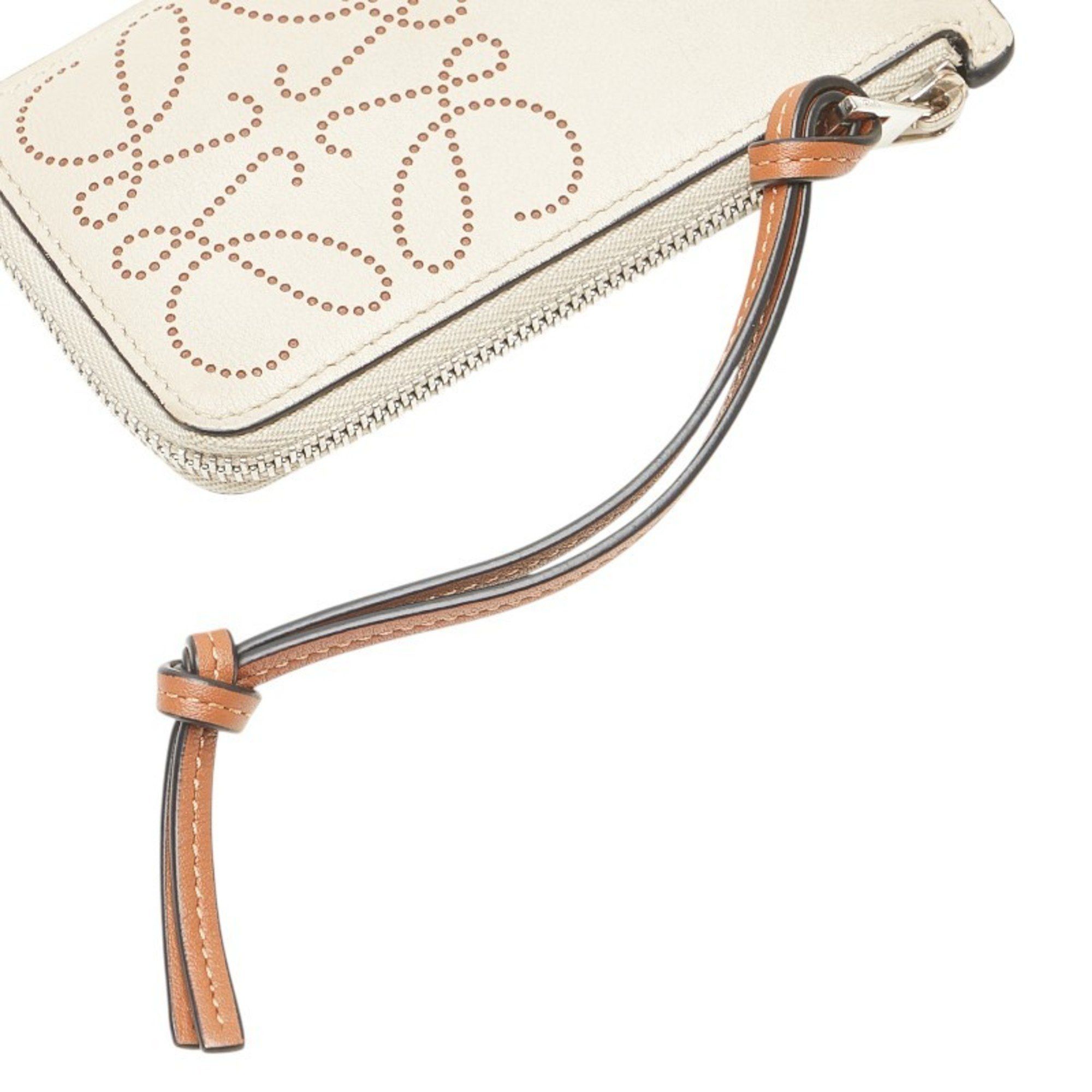 Loewe LOEWE Anagram Wallet/Coin Case Beige Leather Women's Size ONE SIZE - 4 Thumbnail